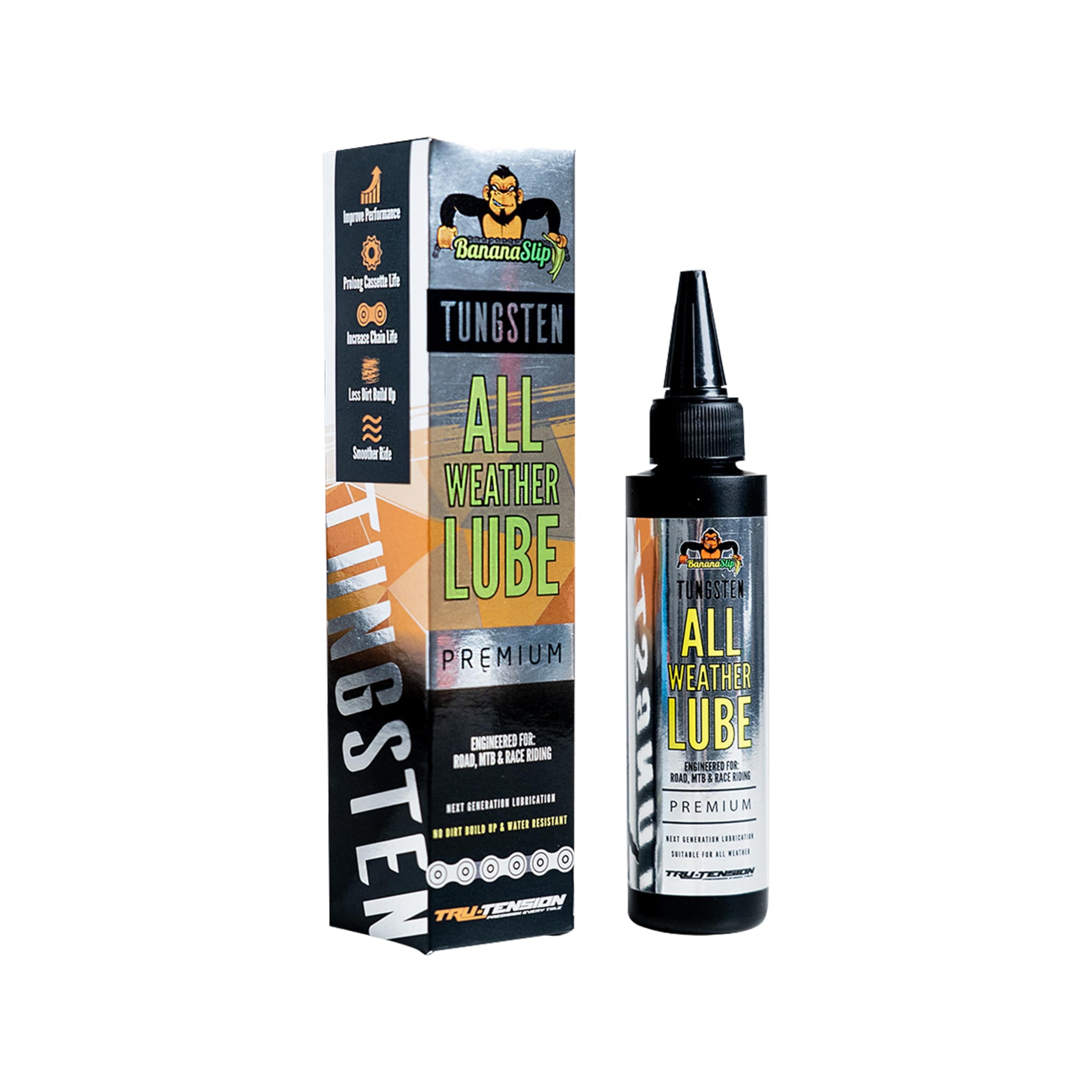 BananaSlip Tungsten All Weather Lube | Road, Mountain & Race Bike Lubricant | Bicycle Tools & Accessories | 50ml