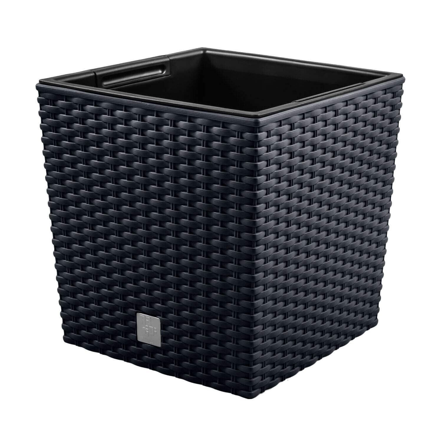 KOVALENTHOR Prosper Plast DRTS325L-S433 32 x 32 x 32.5 cm Rato Low Flowerpot - Anthracite - 2 Part Set (with Insert Pot)