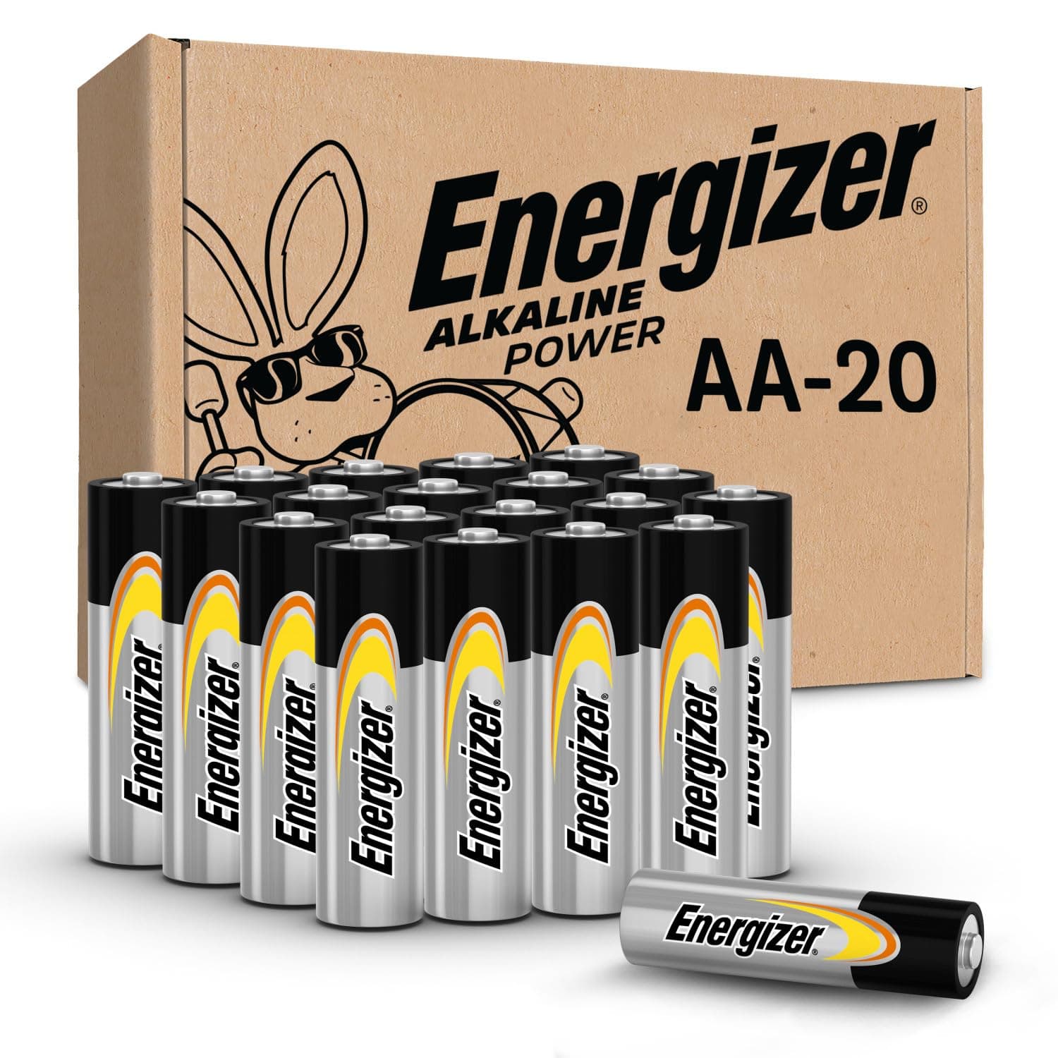 Energizer - AA Alkaline Batteries (20 Units), Double A Long Life Alkaline Batteries