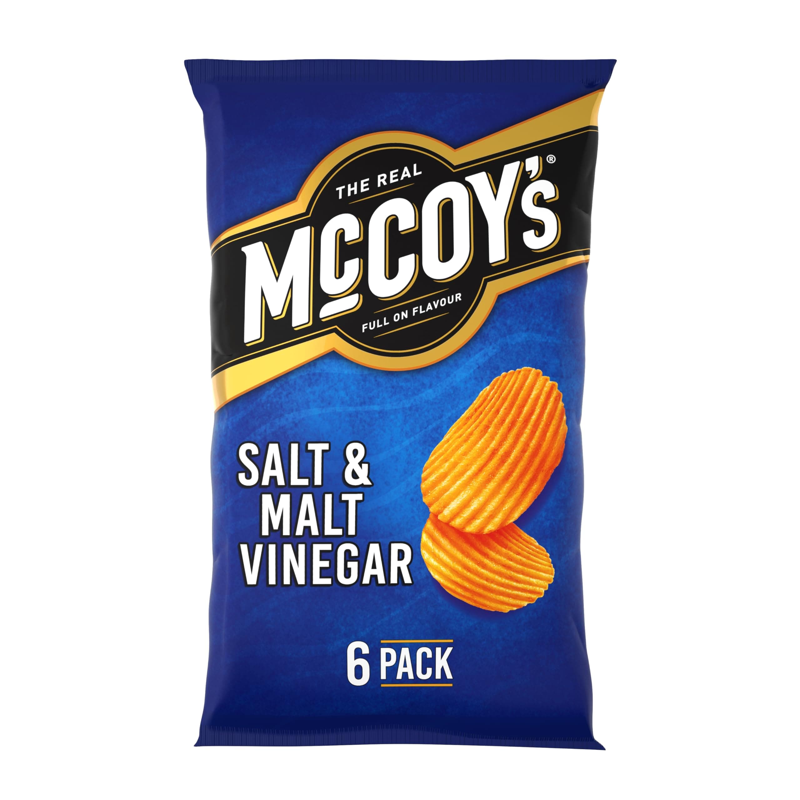 McCoys SALT & MALT VINEGAR Multipack Crisps 6 Pack Bag - Fully loaded with flavour, iconic ridged crisp, unmistakable crunch