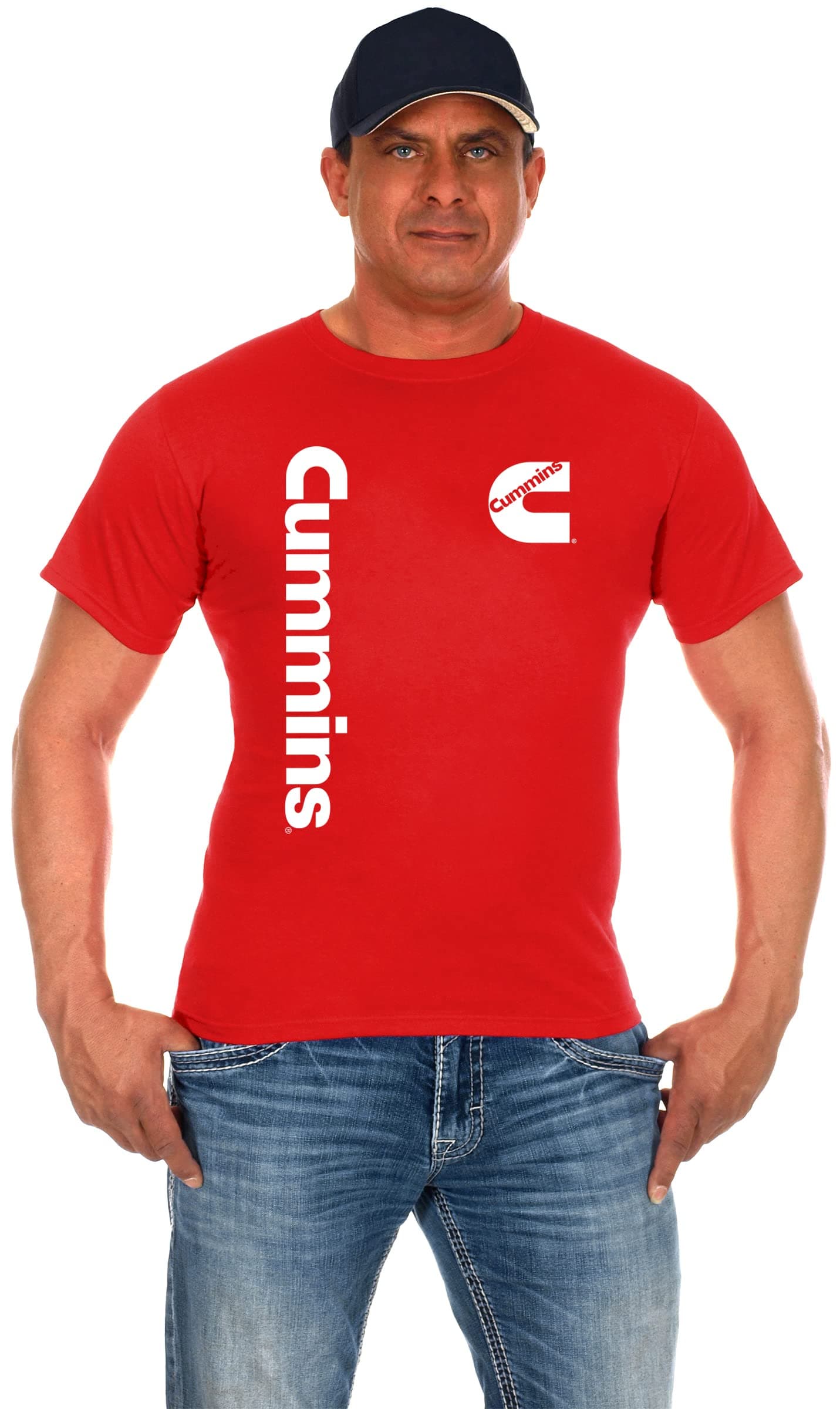 JH Design Men's Cummins T-Shirt Turbo Diesel Logo Crew Neck Shirt in 2 Colors