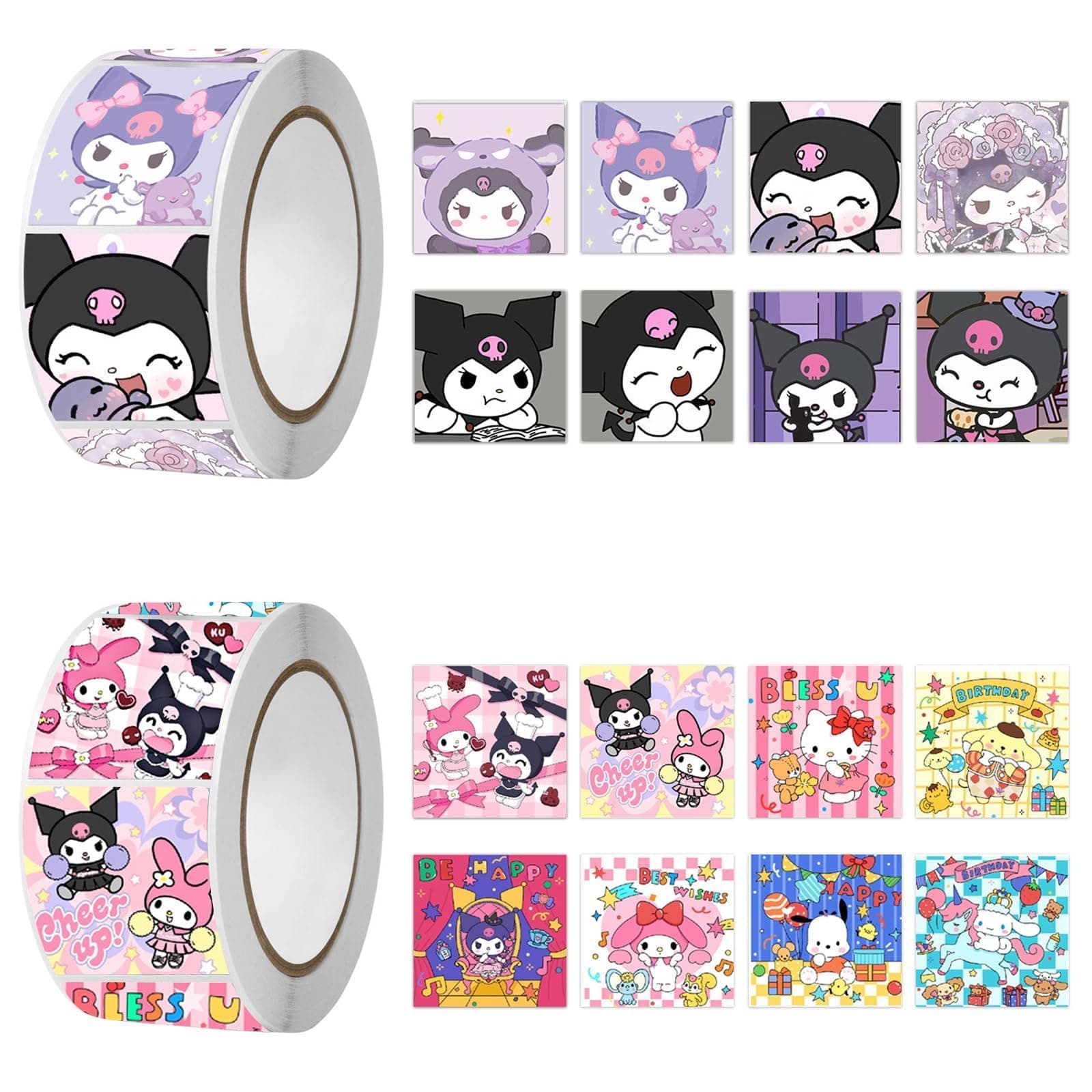 1000Pcs Kuromi Stickers, 16 Pattern Cute Kuromi and Sanrio Stickers, Kawaii Sticker Gifts for Kids Girls, Ideal DIY Decor Laptop, Skateboard Computer Diary Scrapbook Journal