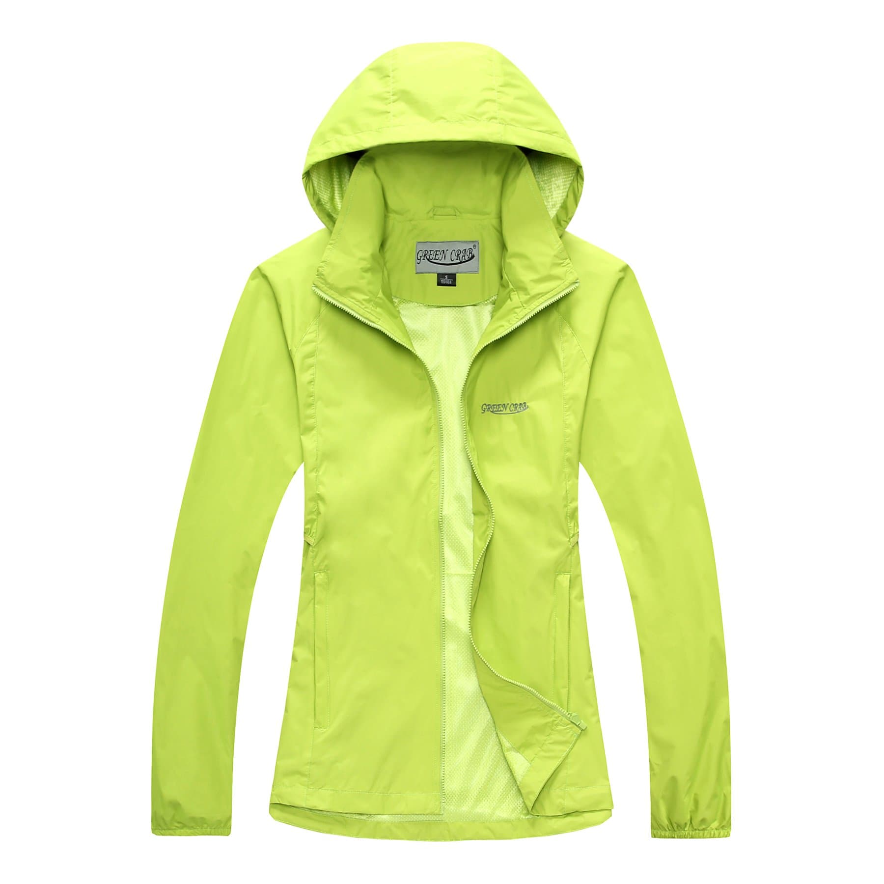 Green Crab Women's Windproof Waterproof Rain Jacket Lady Hooded Breathable Coat