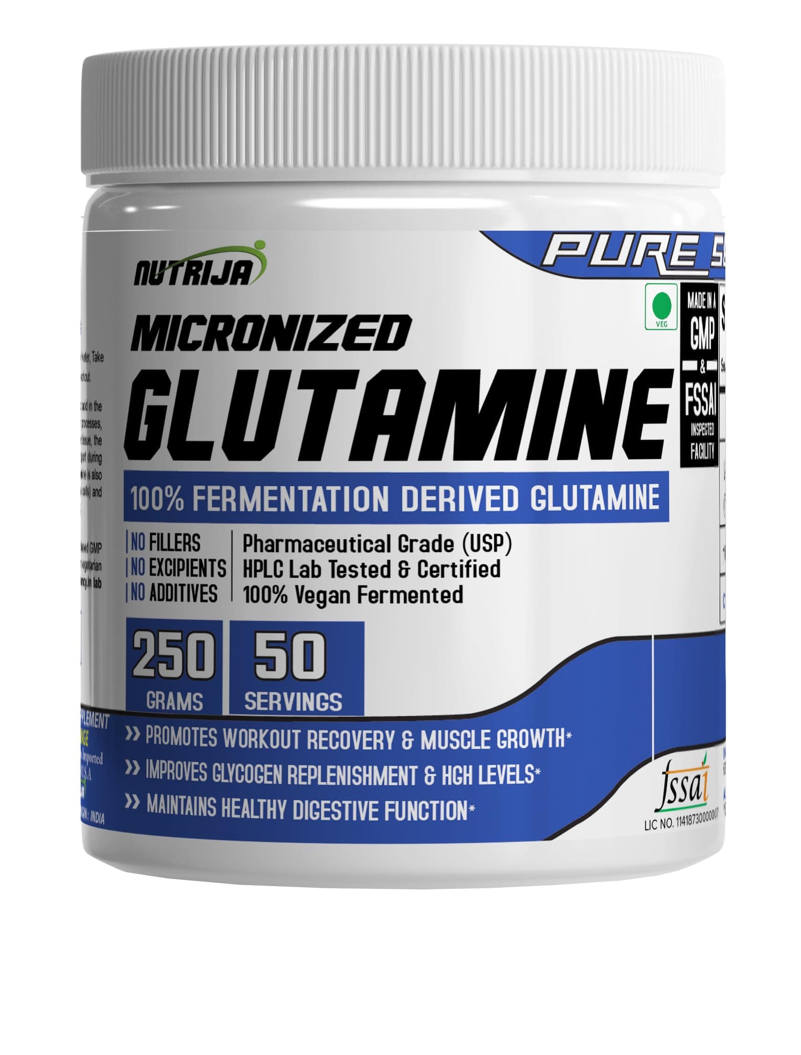 NutrIja Micronized Glutamine - Muscle Growth and Recovery - 250 grams (Unflavored)