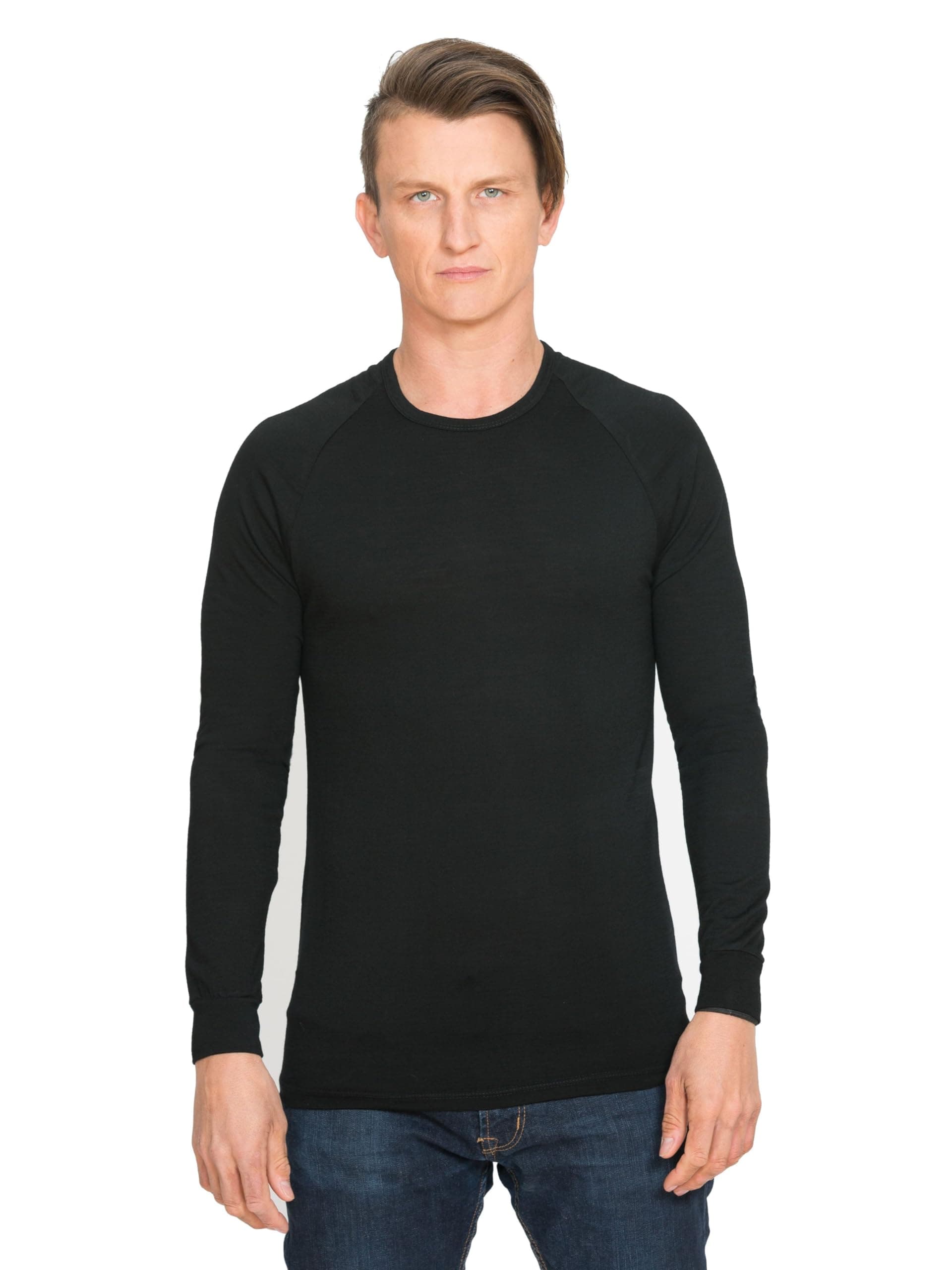 100% Merino Wool Base Layer Men, New Zealand Made, Long Sleeve Thermal Top, Warm Undershirt for Winter