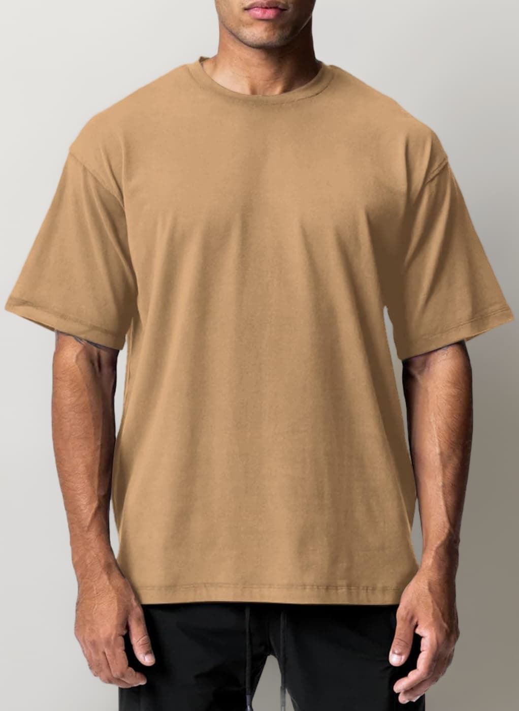 XYKJFIT Men's 1 or 2 Pack Solid Color T-Shirt Short Sleeve Fashion Loose Round Neck Gym Sports Leisure Fitness Top Oversized T-Shirt