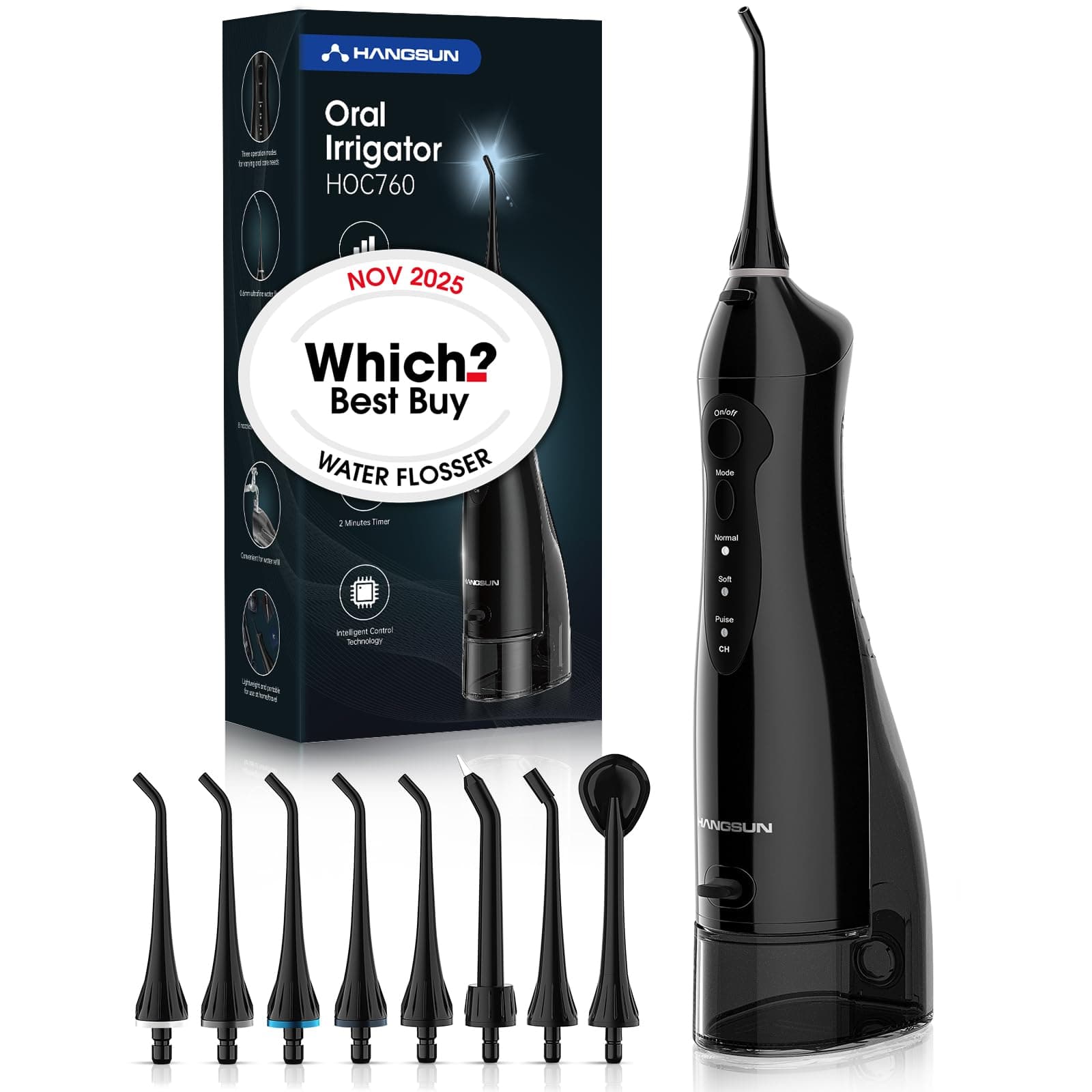 Water Flosser for Teeth Cordless Oral Irrigator Dental Water Jet Electric Tooth Flosser with 8 Jet Tips 300ML Water Tank USB Rechargeable for Tavel and Home Use (Black)