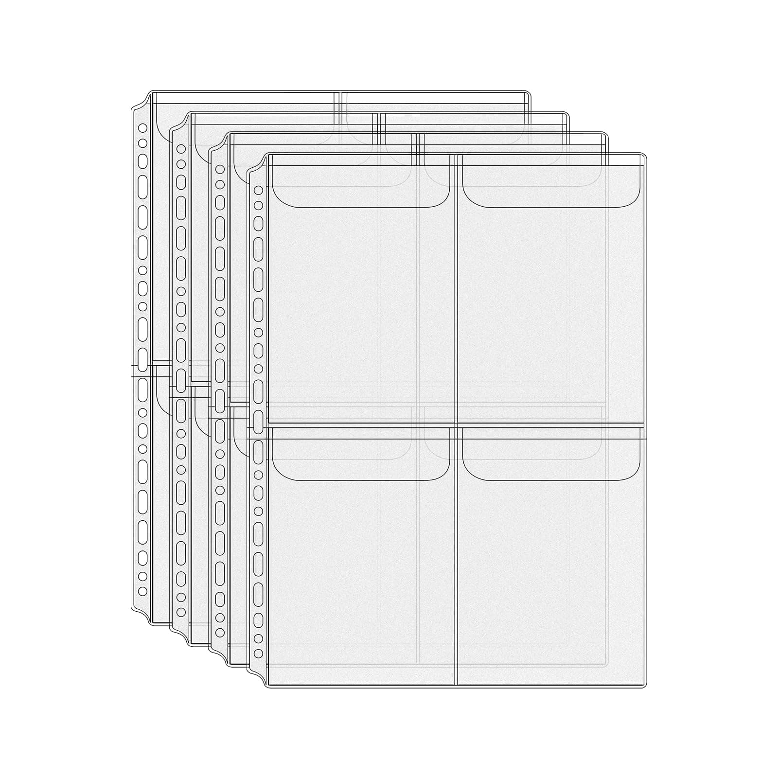 Mogoostry A4 Binder Pockets Zipperless Cash Envelopes 4 Pocket Binder Sleeves with Flap Binder Pouches Loose Leaf Inserts Folder Photocard Sleeve Filing Bags