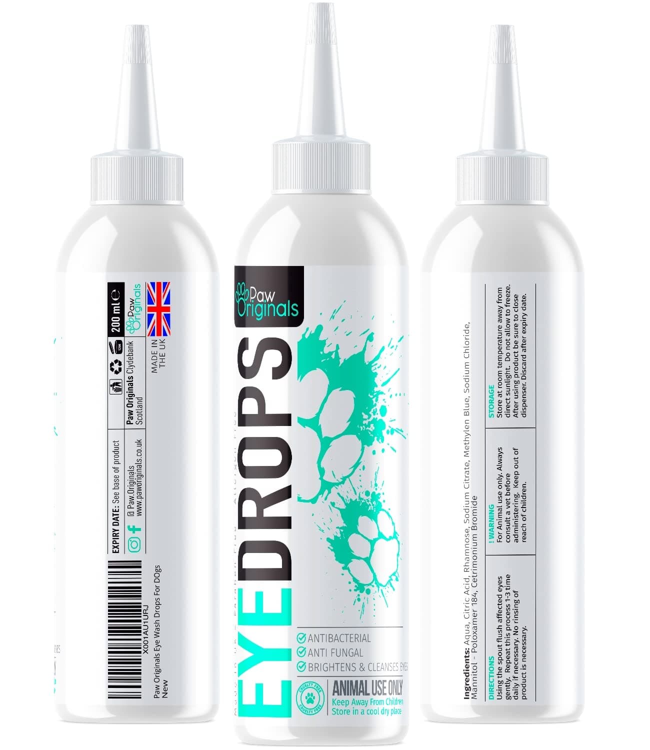 Dog Eye Drops 200ML - Antibacterial & Anti Fungal Formula | Itchy, Watery, Gunky Eyes | Brightens, Sparkles & Cleans Dogs Eyes - Non Toxic Eye Cleaner For Dogs | 100% Safe & UK Trusted Brand