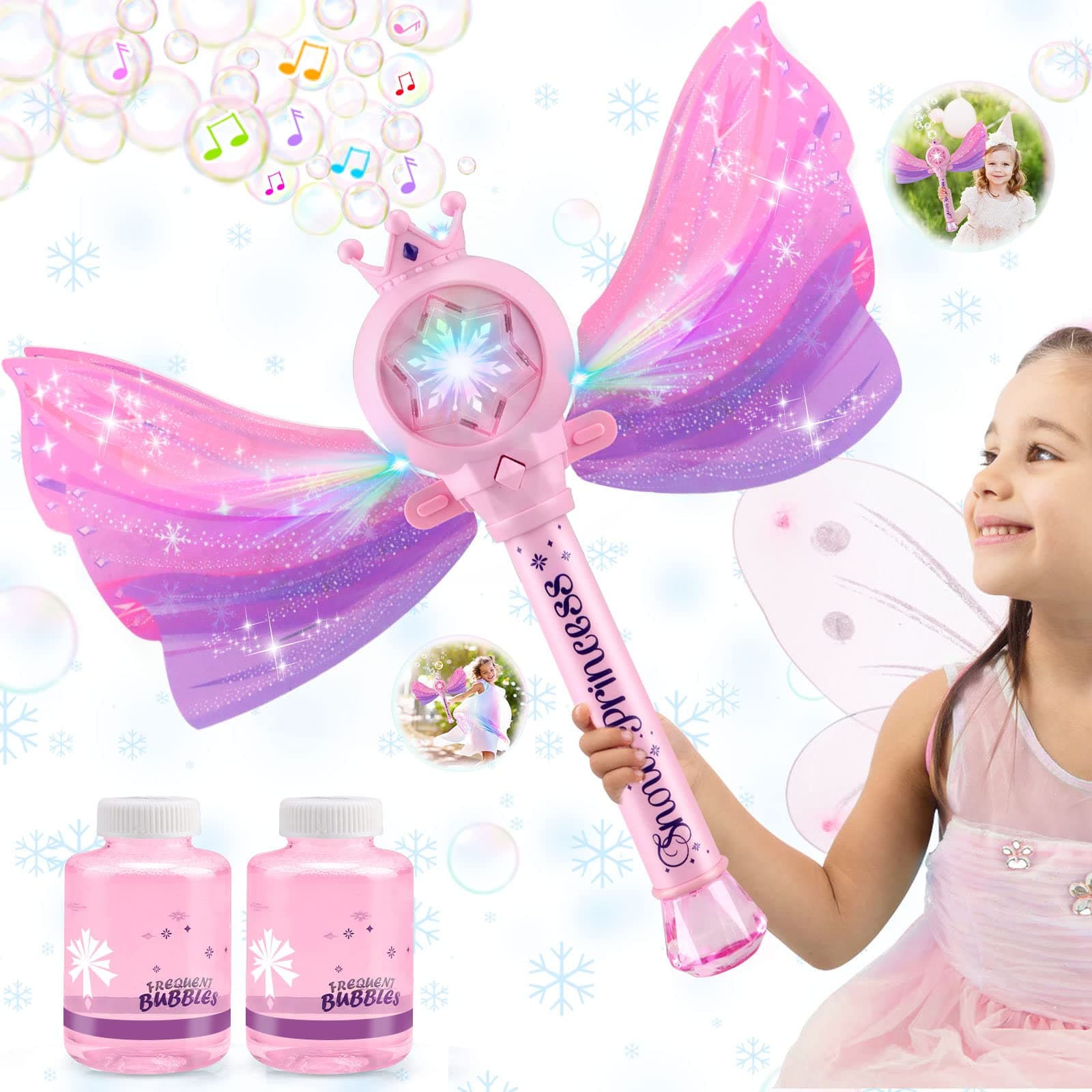 Toys for 3-8 Year Old Girls: Bubble Wand for Kids Light & Music Bubble Machine Birthday Gifts for 3 4 5 6 7 8 9 10 Year Old Boys Girl Toy Presents Outdoor Garden Wedding Party Bubble Maker