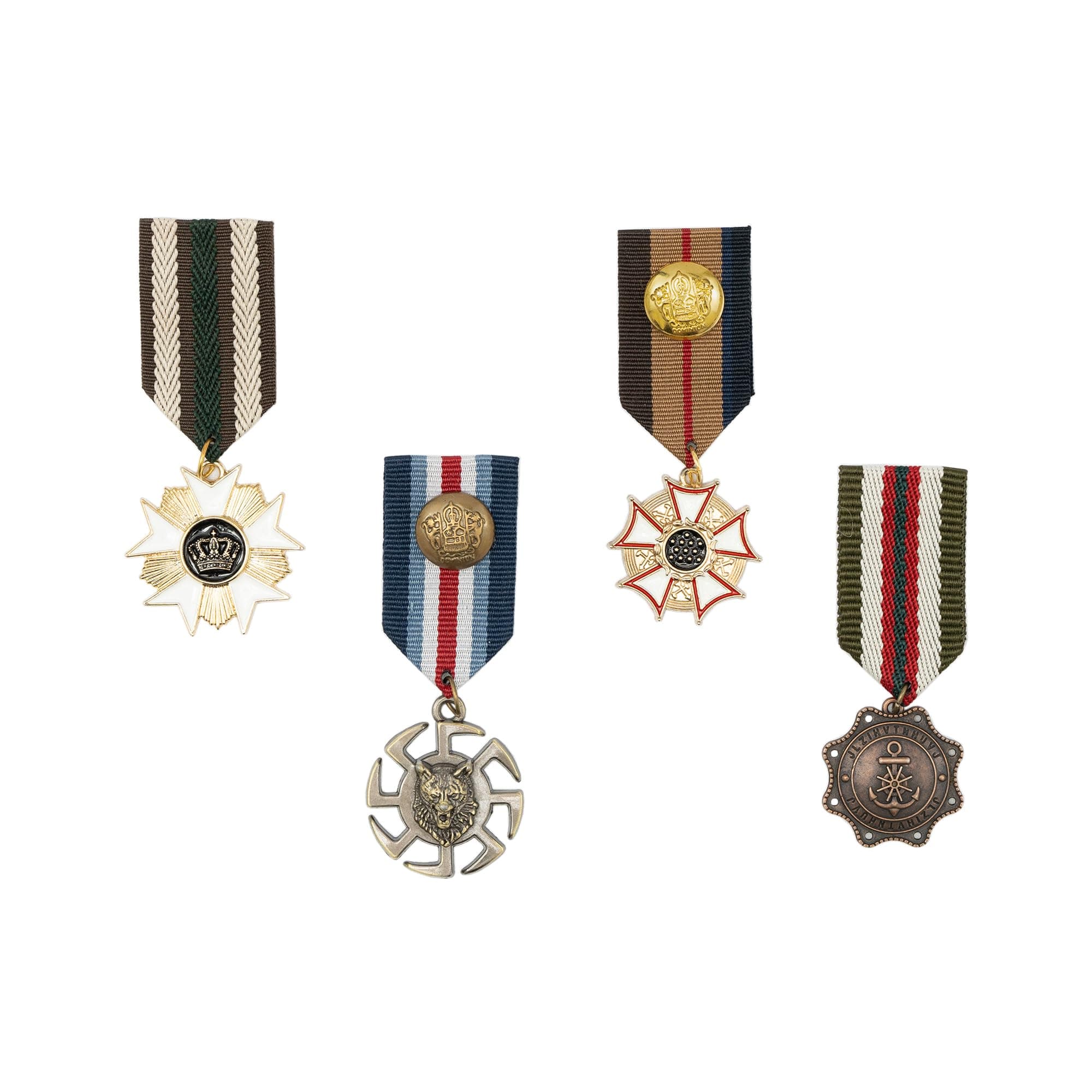 Retro Vintage Military Medals - 4Pcs Army Ribbons and Medals, Best Costume Medal, British Military Pins for Patriot/Royal Prince/Army War Uniform, Men Costume, Ribbon, Epaulets