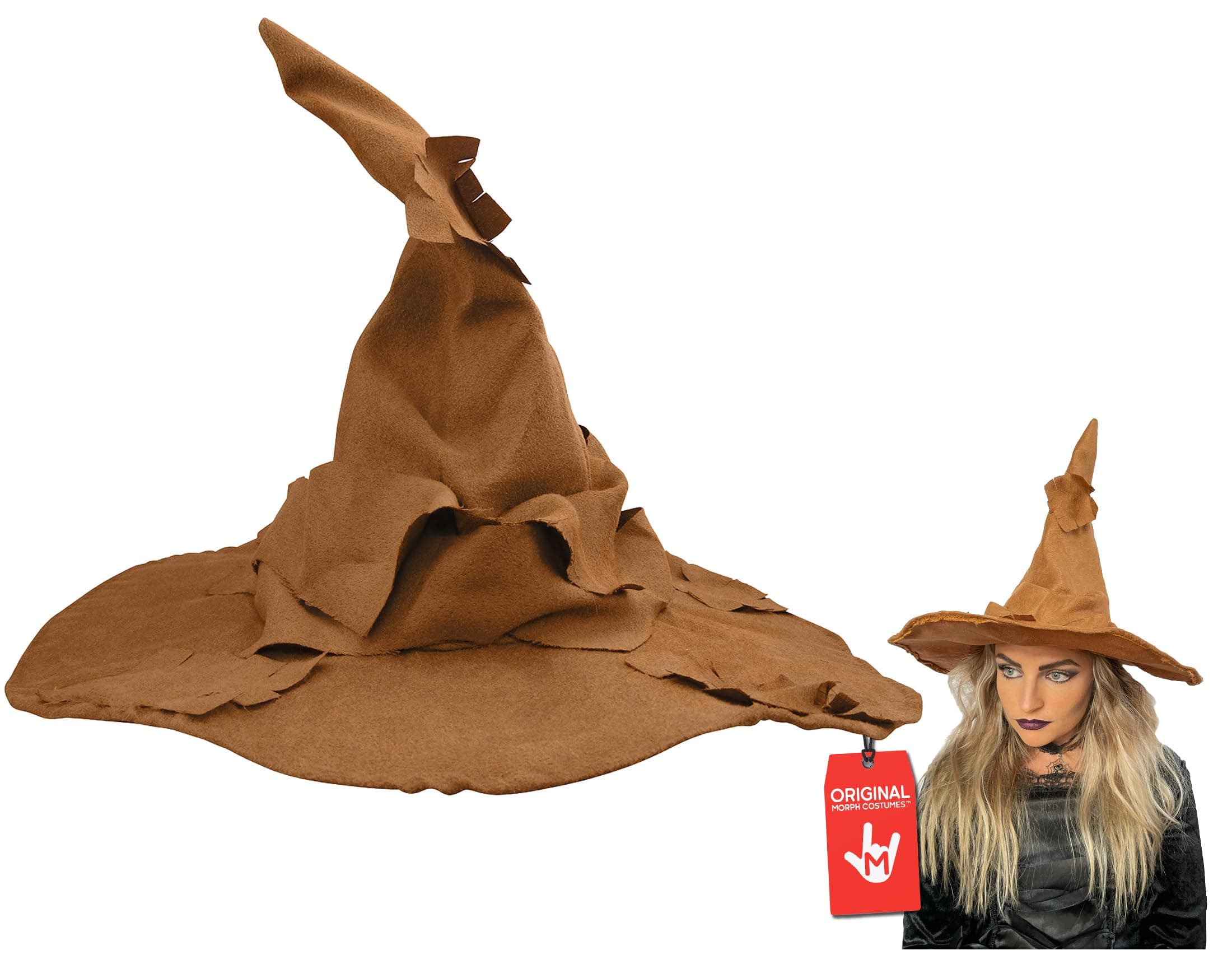 Adult Tattered Scarecrow Witch Hat Distressed Wizard Costume Hat Sorcerer Costume Accessories One Size