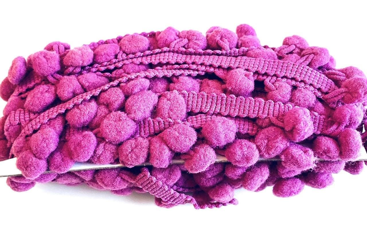 Angel Malone ® A Pack of 10mm Pom Pom Bobble Trim Fringe Medium Size - UK SELLER (2.5 Metres Dusty Purple)
