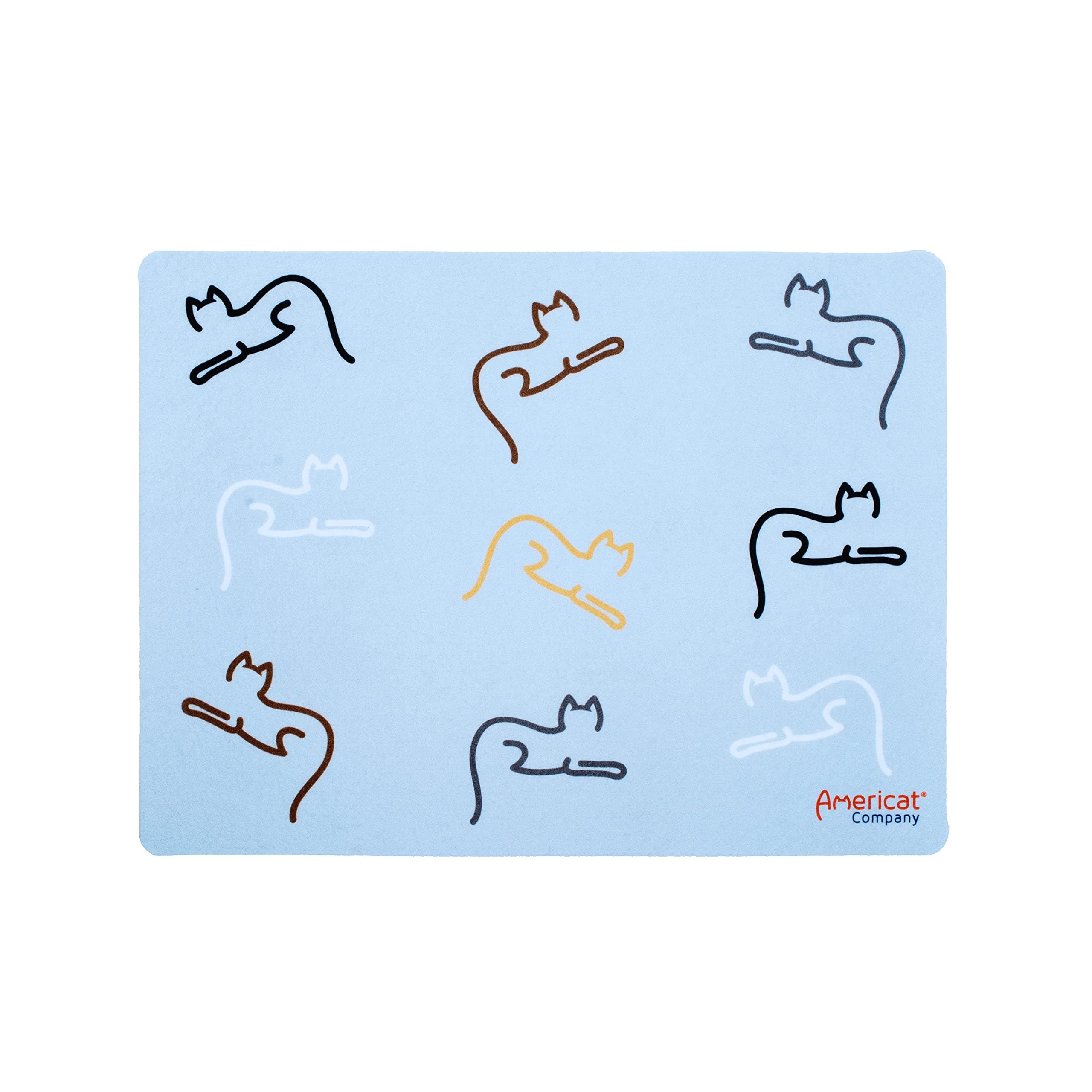 Cat Feeding Mat by Americat for Cat Food & Water Bowls – Machine Washable, Waterproof, No-Slip & Made in USA Cat Placemat – Protect Floors from Messy Eaters & Drinkers – 16 x 12 Inches (Cats)