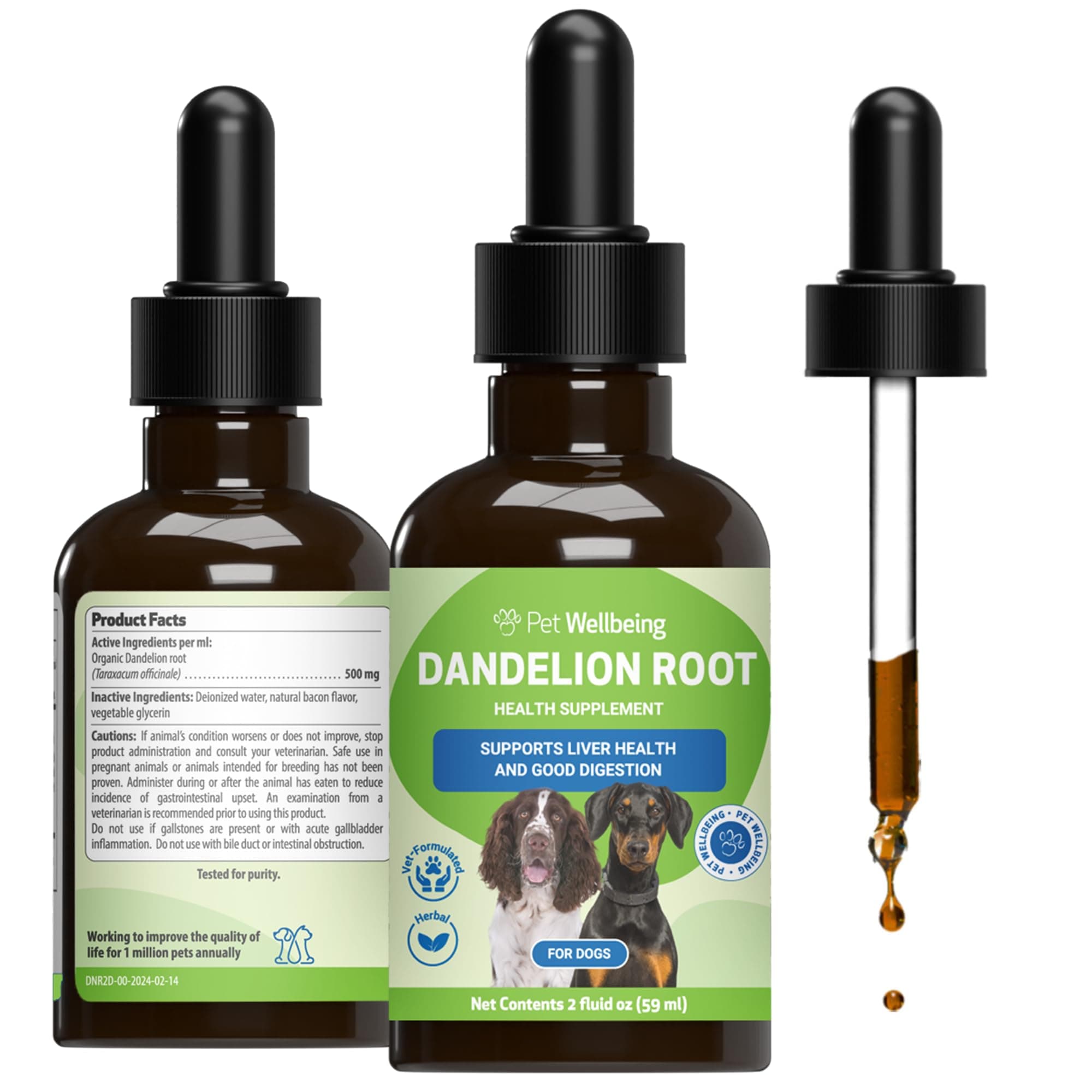 – Dandelion Root for Dogs - Liver & Heart Health, Digestive Function, Blood Sugar Support, Certified Organic Herb - Veterinarian-Formulated Herbal Supplement 2 oz (59 ml)
