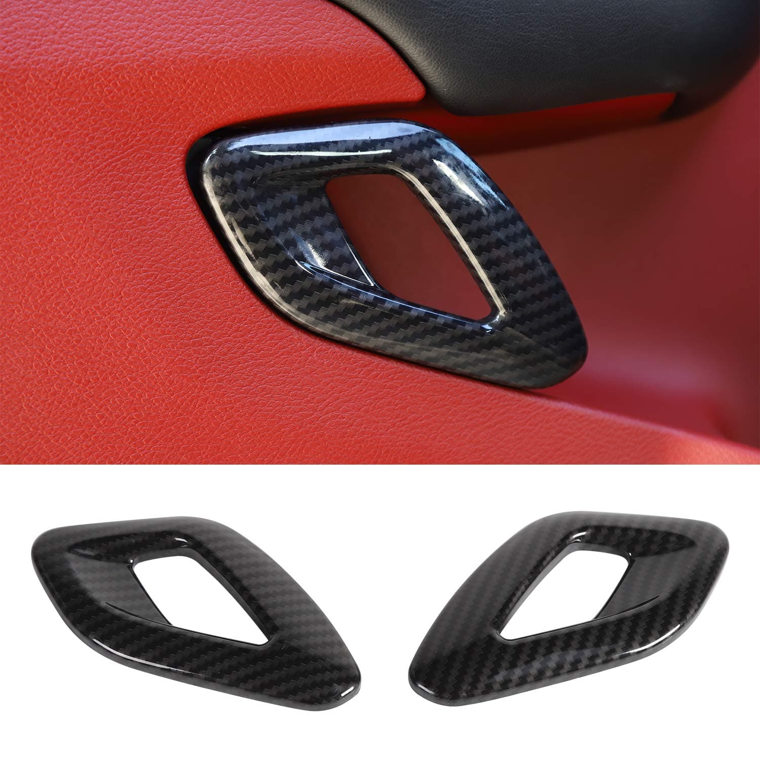 Voodonala for Challenger Inner Door Handle Cover Trim Accessories for Dodge Challenger 2015-2023 (Carbon Fiber Black Style,ABS,2Pcs/Set)