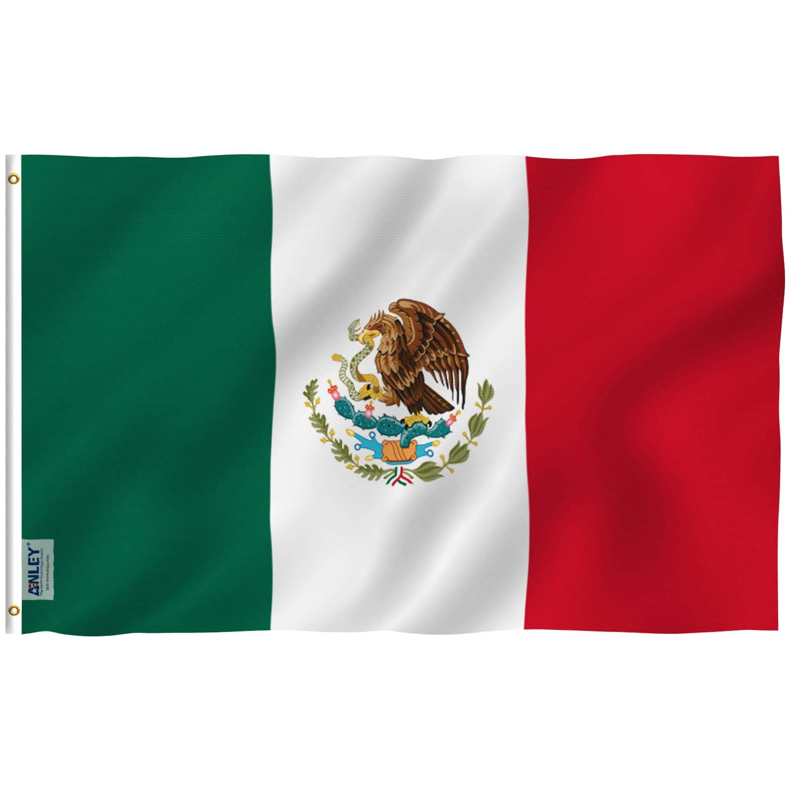 Anley Fly Breeze 3x5 Foot Mexico Flag - Vivid Color and Fade Proof - Canvas Header and Double Stitched - Mexican MX National Flags Polyester with Brass Grommets 3 X 5 Ft