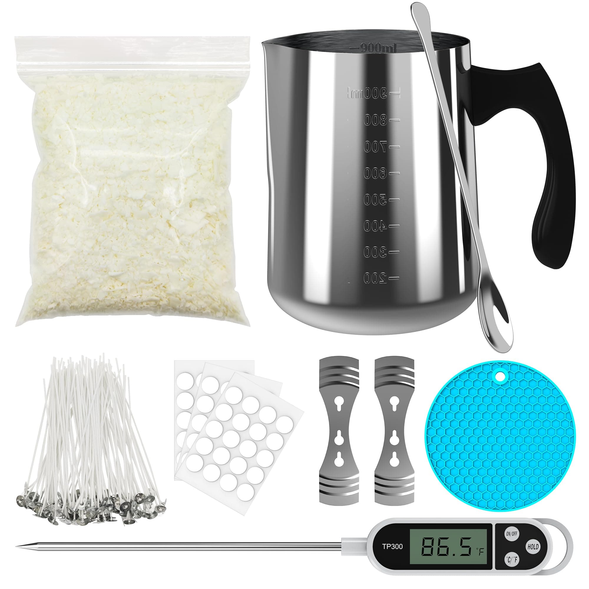 Candle Making Pouring Pot, 900ML 304 Stainless Steel Double Boiler Wax Melting Pot