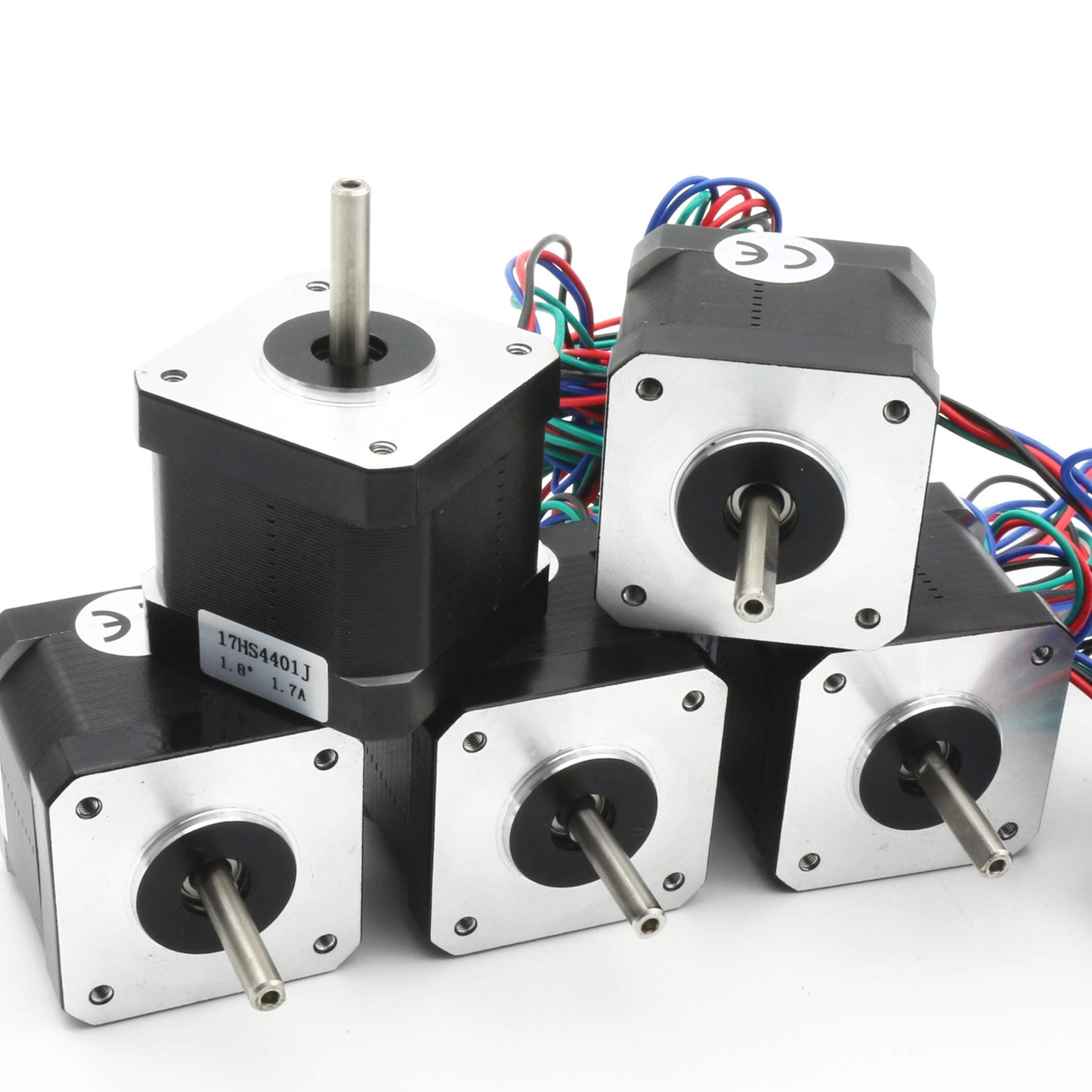 RATTMMOTOR5Pcs Nema 17 Stepper Motor 40mm 64oz-in 45Ncm 1.7A 1.8 degree 2 phase with 1M 4-pin Cable & Connector Bipolar 42 stepping motor for 3D Printer Hobby CNC Router Machine 17HS4401J