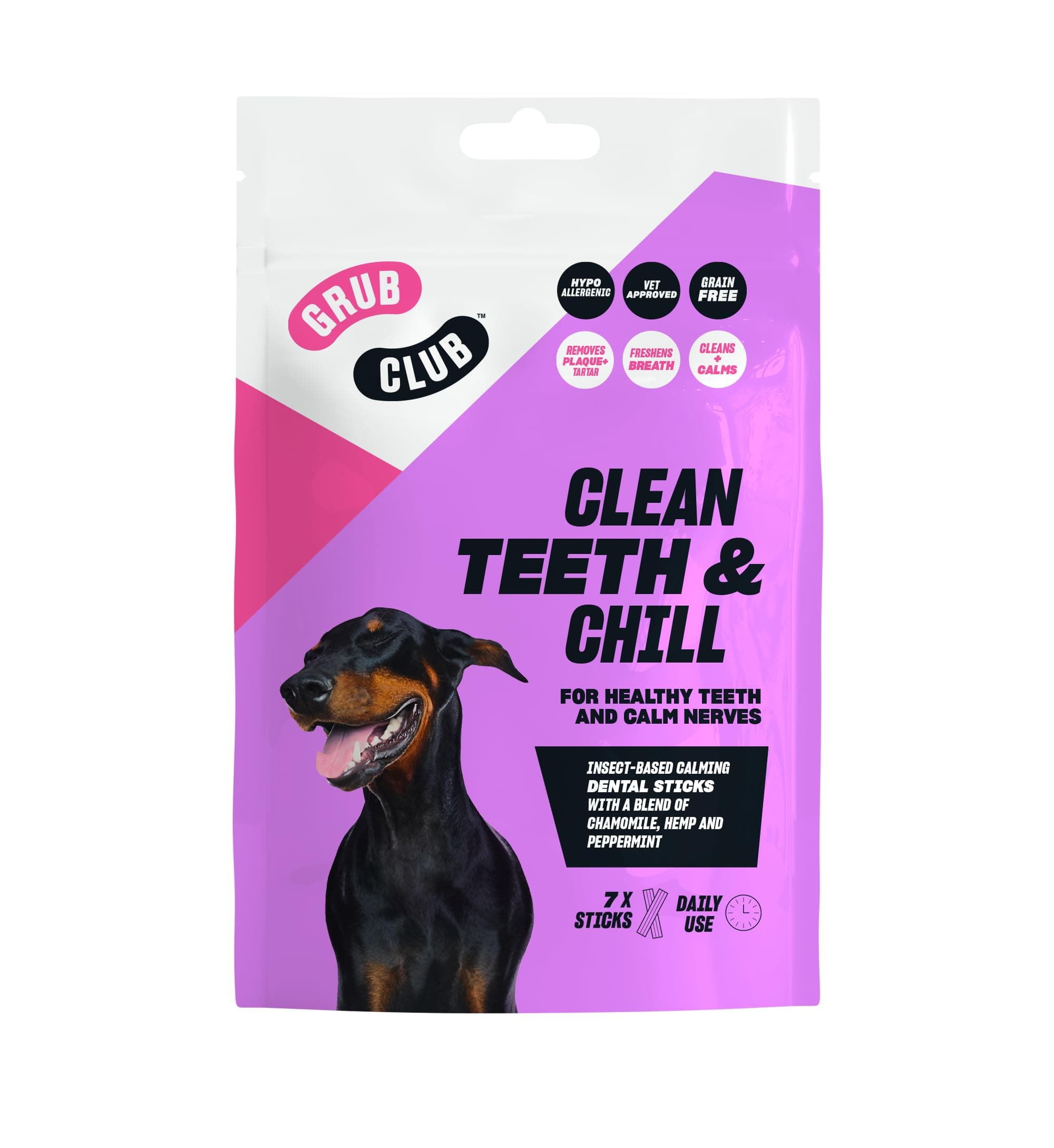 Small Insect Protein Calming Dental Stick - Grain Free, Hypoallergenic and Planet Friendly – 1 Pack of 7 Small Sticks (84 g) – GRUB CLUB