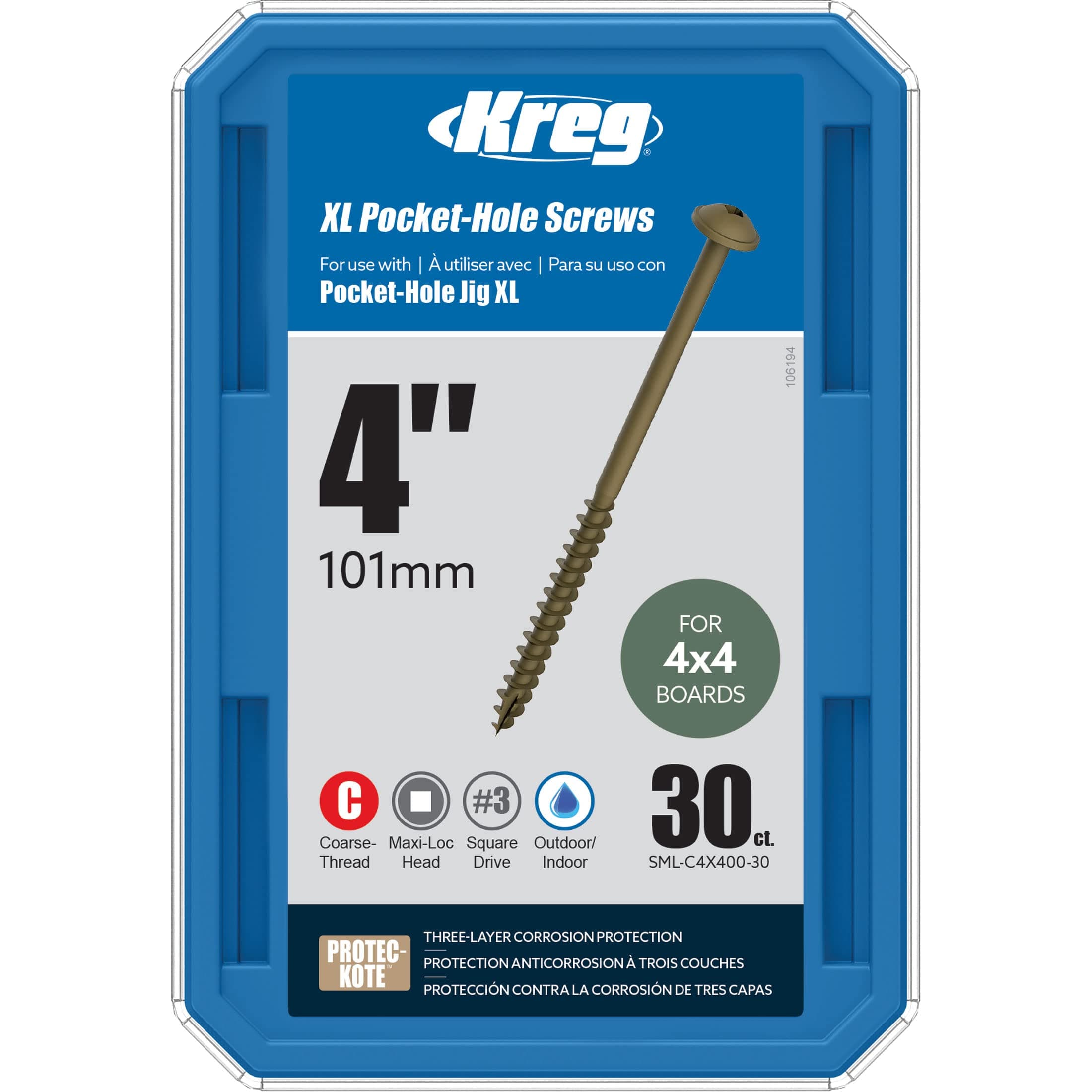 XL Pocket-Hole Screws 4", 30-ct.