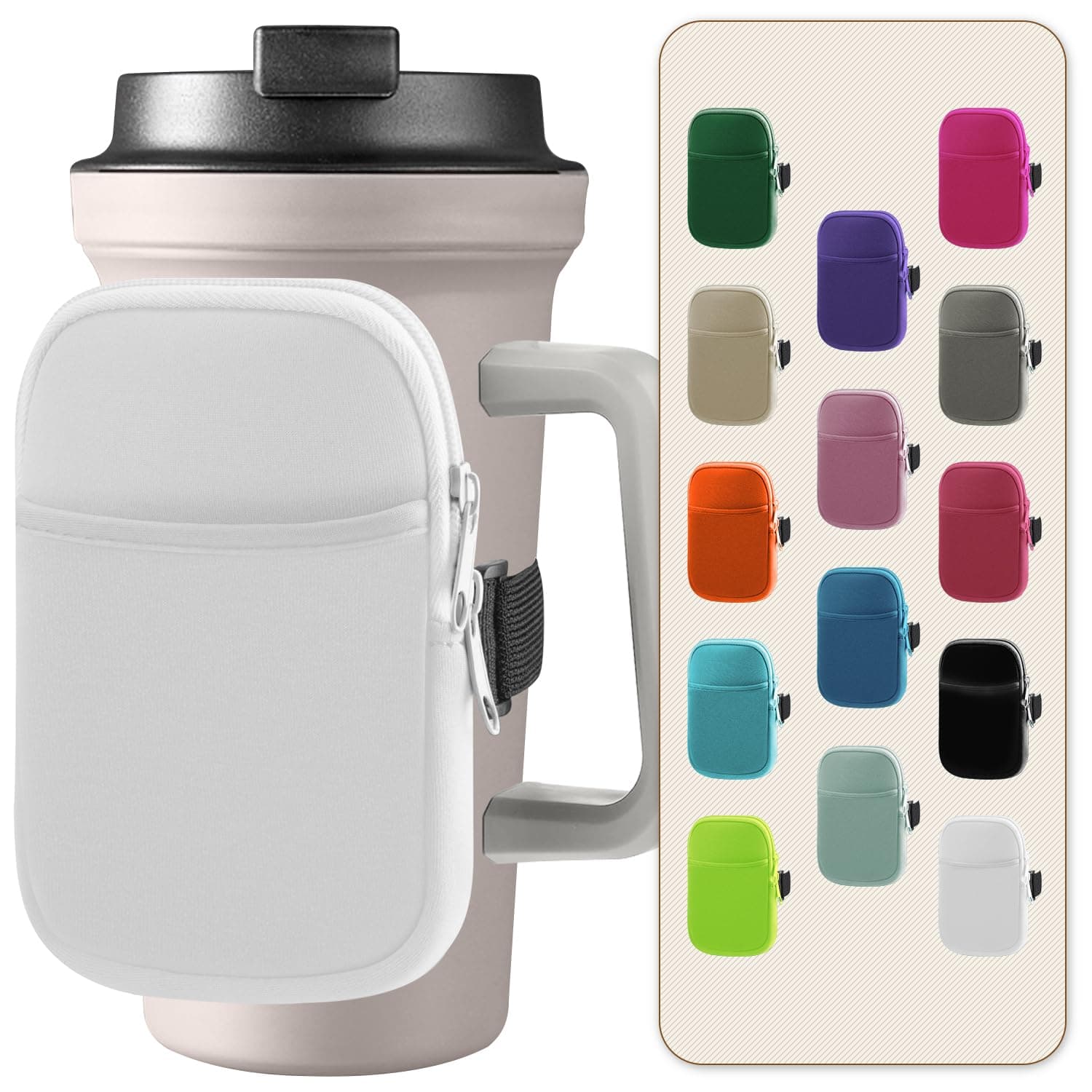 Multifunctional Water Bottle Pouch for Stanley Cups with Adjustable Strap, Gym Accessories for Women, Sports Water Bottle Accessories, Tumbler Pouch for Cards, Keys, Wallet, Earphone, etc