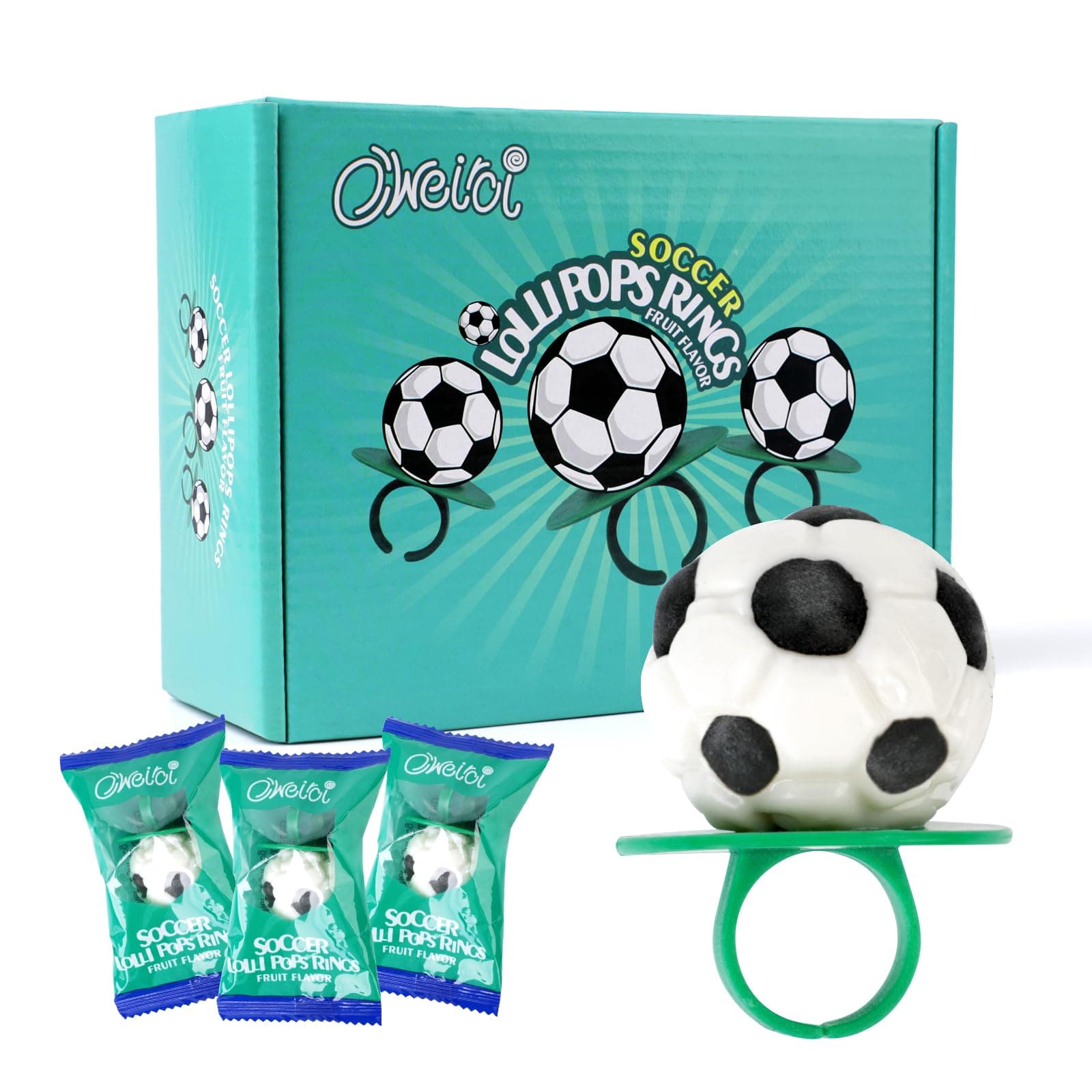 Soccer Ring Lollipops,Individually Wrapped Candy for Birthday Party Favors,football Candy Lollipops Suckers,18 Count