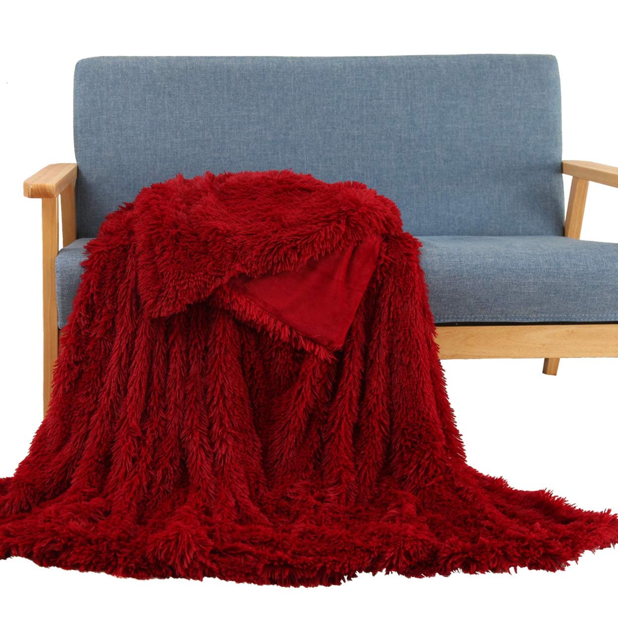 Soffte Cloud Super Soft Long Shaggy Warm Plush Fannel Blanket Throw Qulit Cozy Couch Blanket for Winter Burgundy(51"x63")
