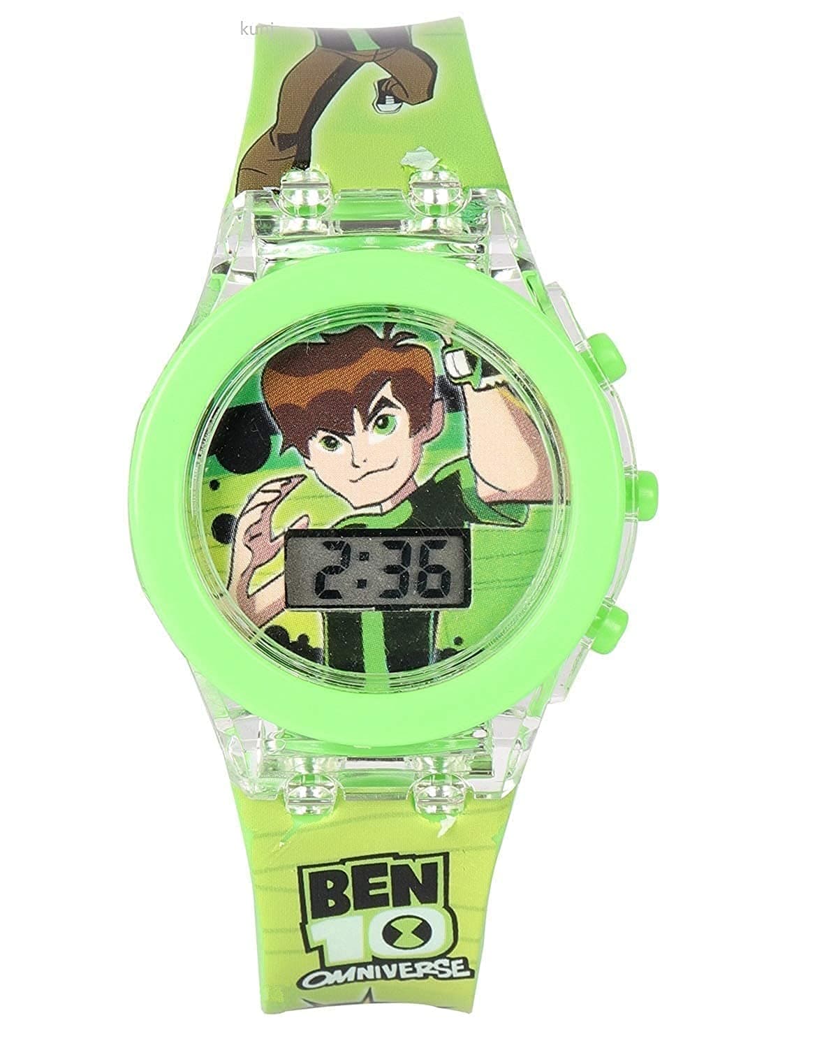 Emartos Ben Ten 10 Watch Digital Watch for Kids (Multicolour Dial Green Colored Strap) [3-7 Years]