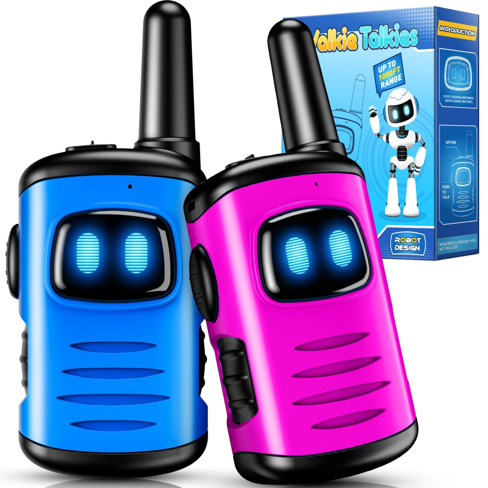 Toys for 3-8 Year Old Girls: comedyfun Mini Robots Walkies Talkies 2 Pack Birthday Gifts for 3 4 5 6 7 8 Year Old Girls Boys Camping Hiking Toys Age 4 5 6 7 8 Girl Boy