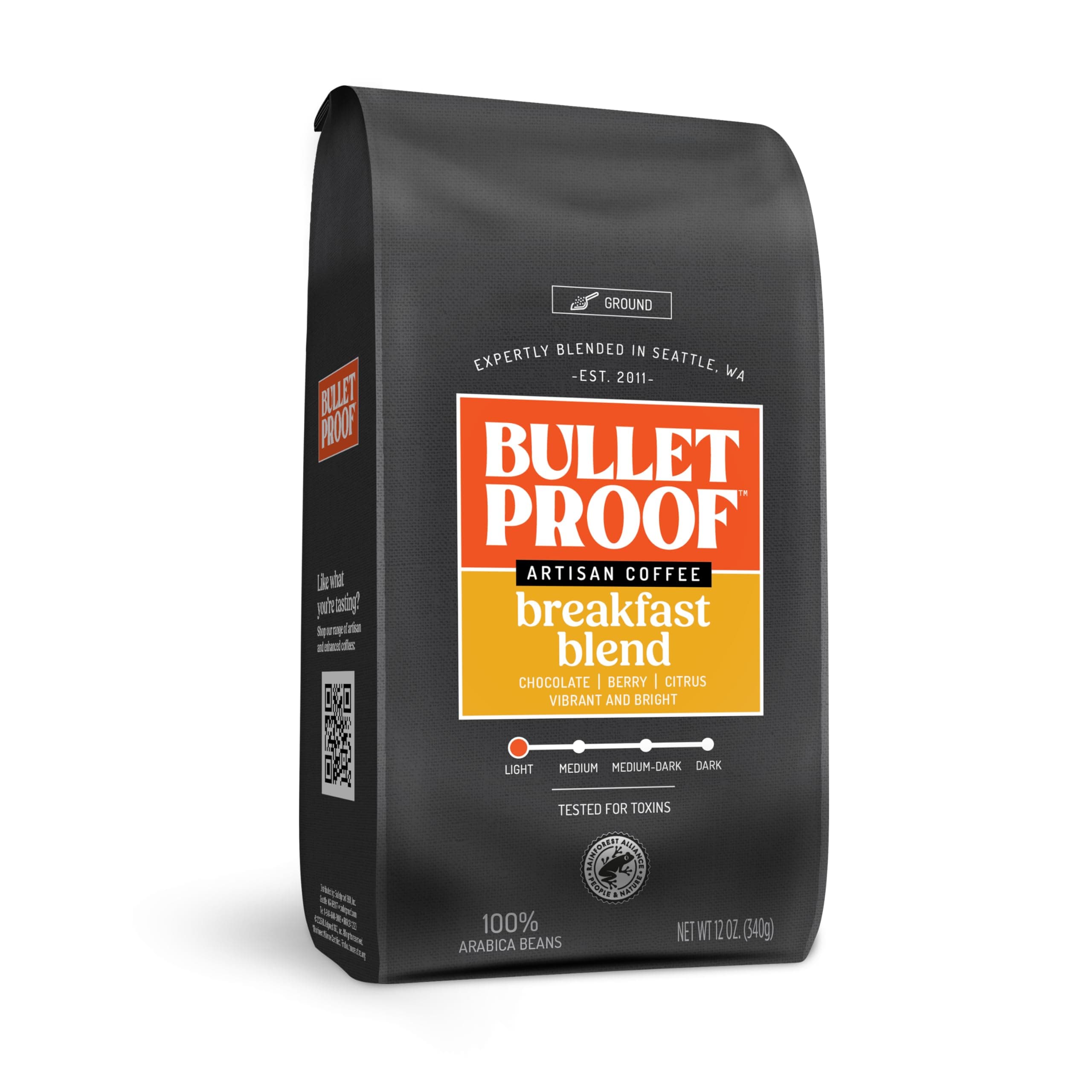 Bulletproof Luminate Light Roast Coffee - Premium Gourmet Light Roast Organic Beans, Rainforest Alliance, Certified Clean Coffee, Ground