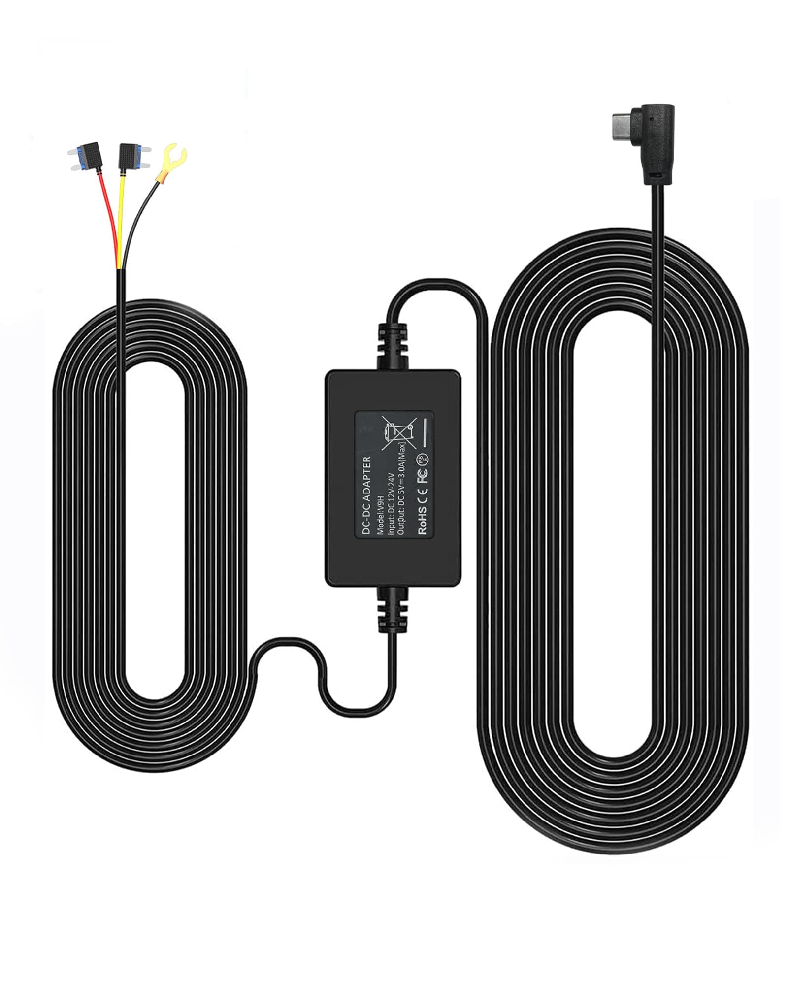 F7N Dash Cam Hardwire Kit, 21.3ft USB C Port Hard Wire Kit for Dashcam,Converts 12V-24V to 5V/2.5A Low Voltage Protection