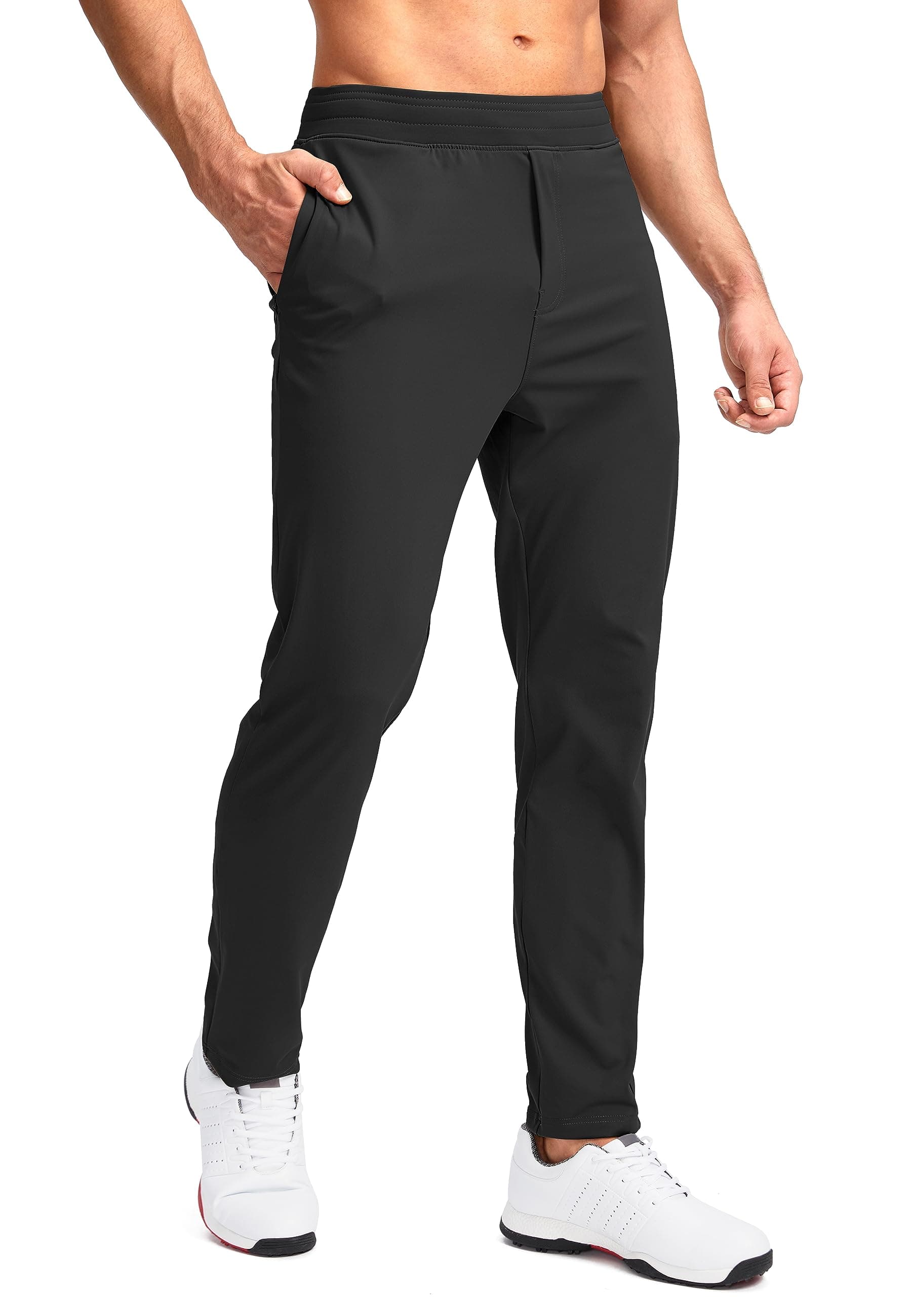 Men's Golf Pants Stretch Sweatpants with Zipper Pockets Slim Fit Work Casual Joggers Pants for Men