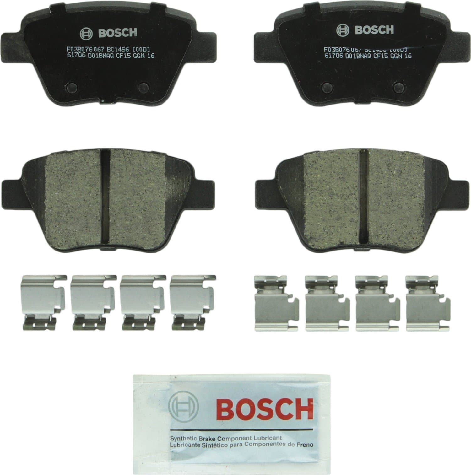 BOSCH BC1456 QuietCast Premium Ceramic Disc Brake Pad Set - Compatible with Select Audi A3, A3 Quattro, A4; Volkswagen Beetle, Eos, Golf, GTI, Jetta, Passat; REAR