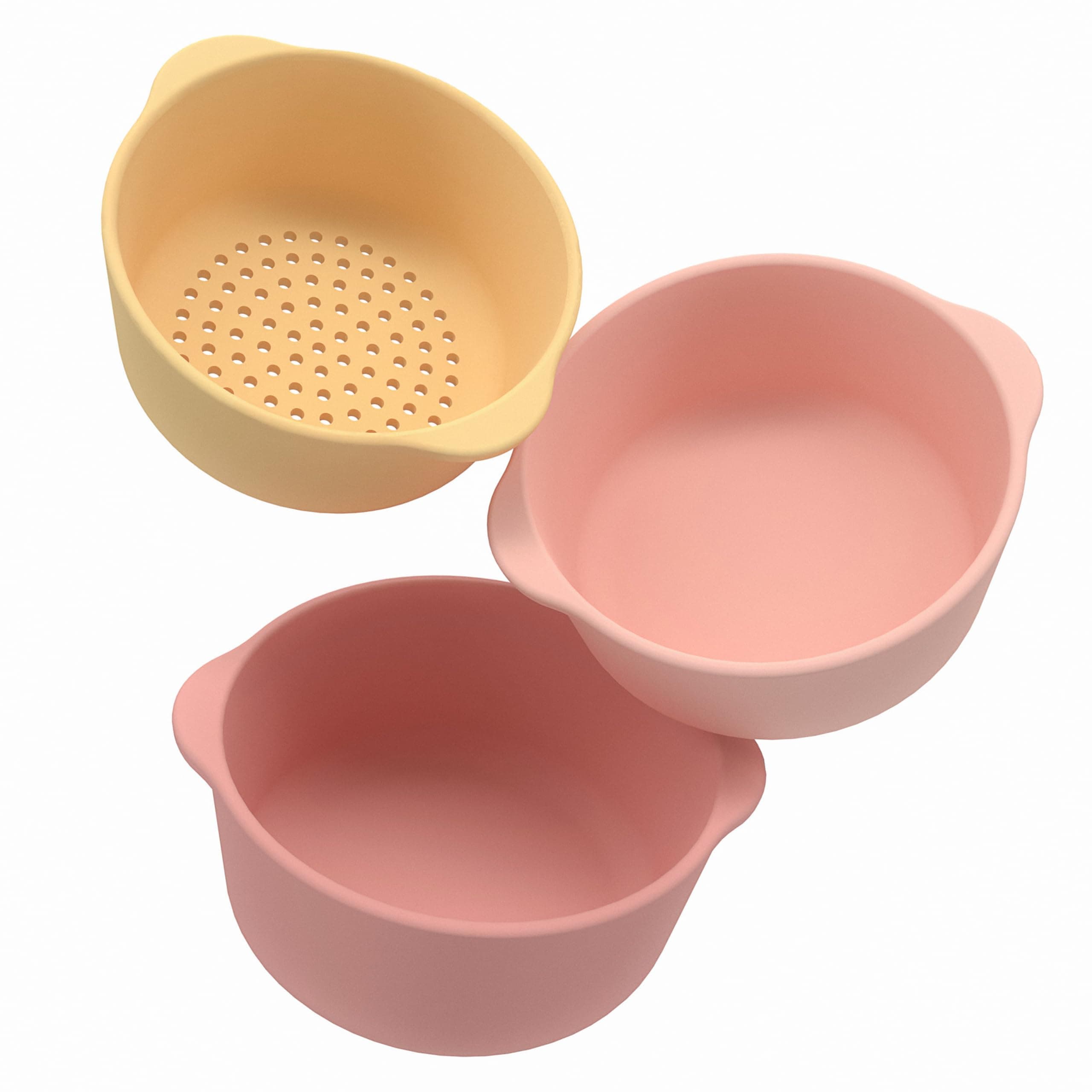 3 x Nesting Bowls and Sieve - Perfect for Sensory PlayTray - Sensory Bin Accessories - Special Education Classroom Supplies - Montessori Education Toys - Coral