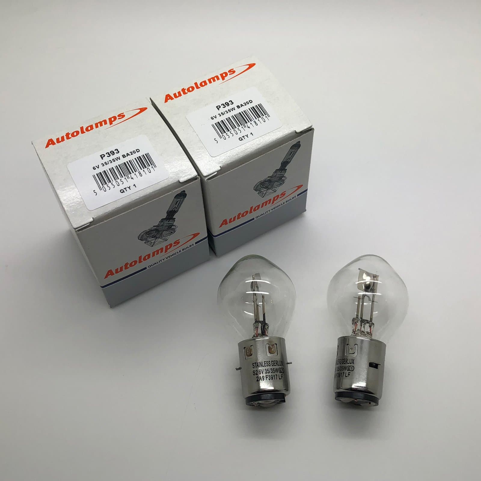 2 x 393 6v 35/35w BA20D Bulb