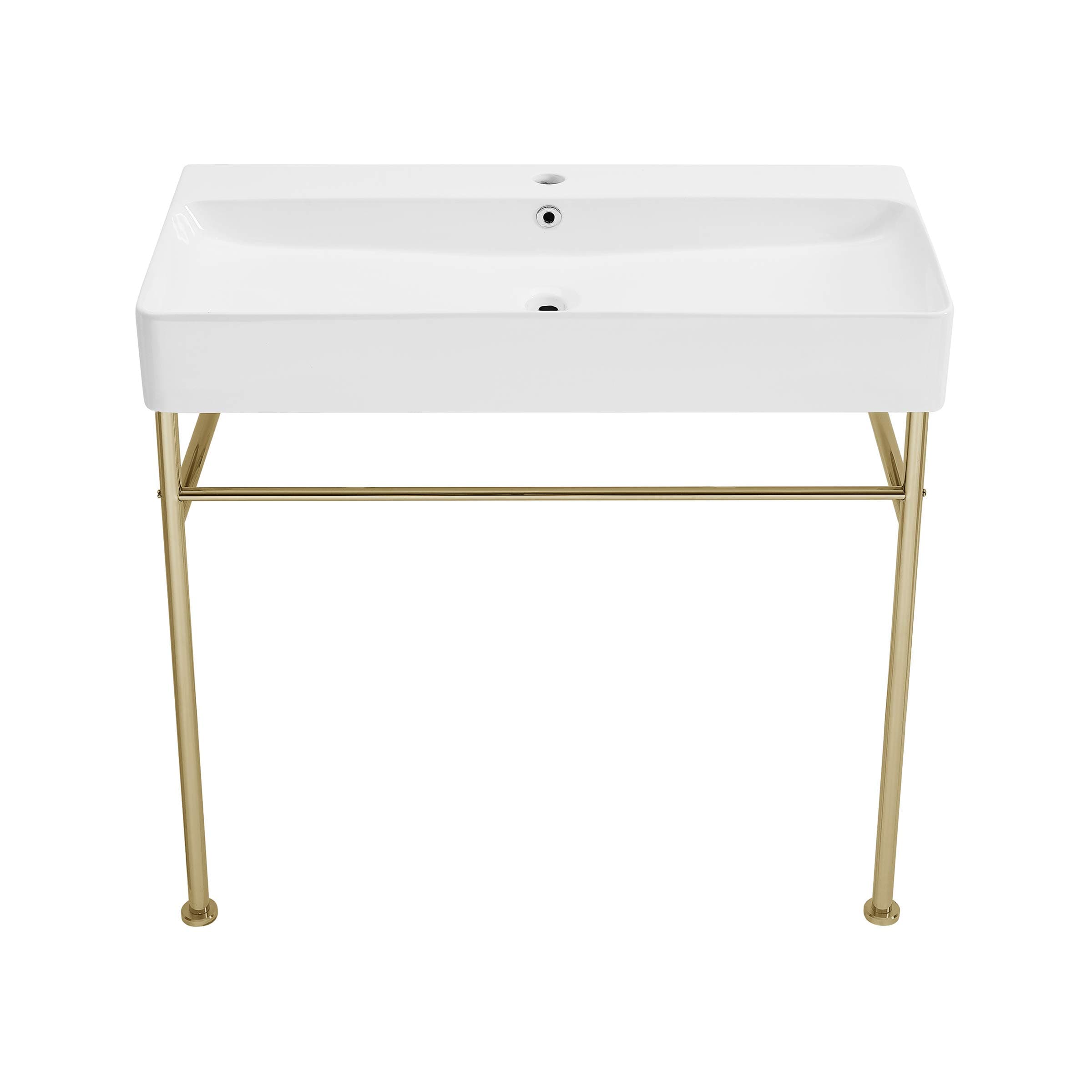 Swiss Madison Well Made Forever SM-CS723 Carre 36" Ceramic Console Sink In Glossy White Basin