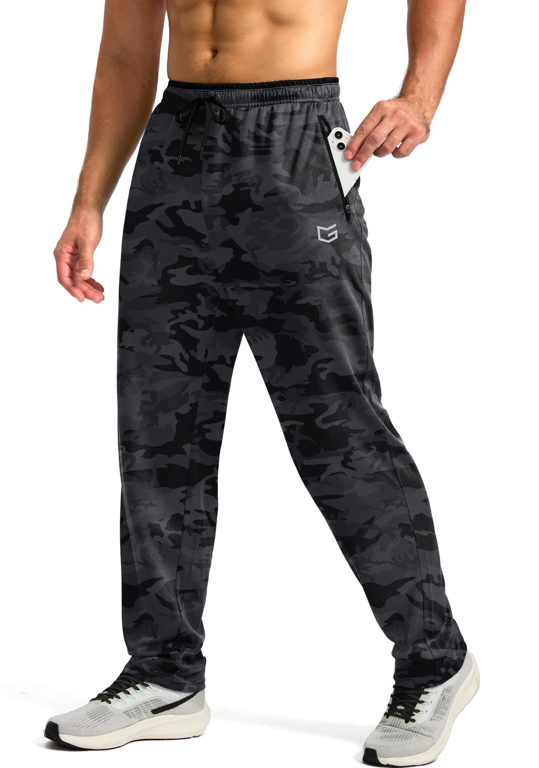 Men's Sweatpants Mesh Lightweight with Zip Pockets Breathable Quick Dry Athletic Pants for Workout Running