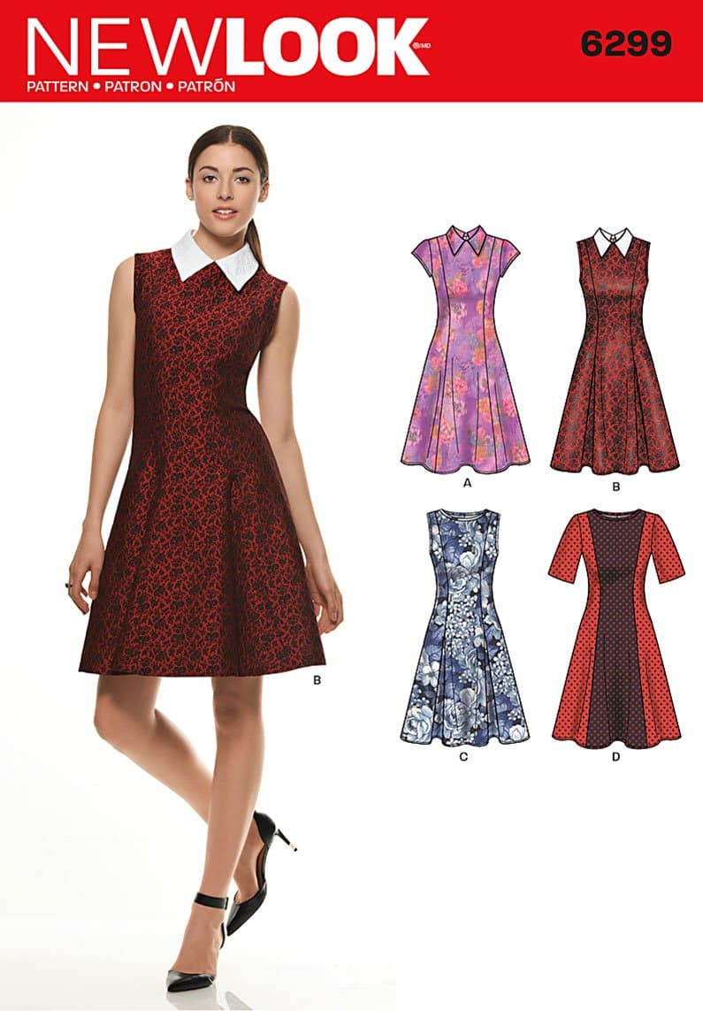Simplicity New Look Pattern 6299 Misses Dress with Neck and Sleeve Variations Sizes 8-10-12-14-16-18-20