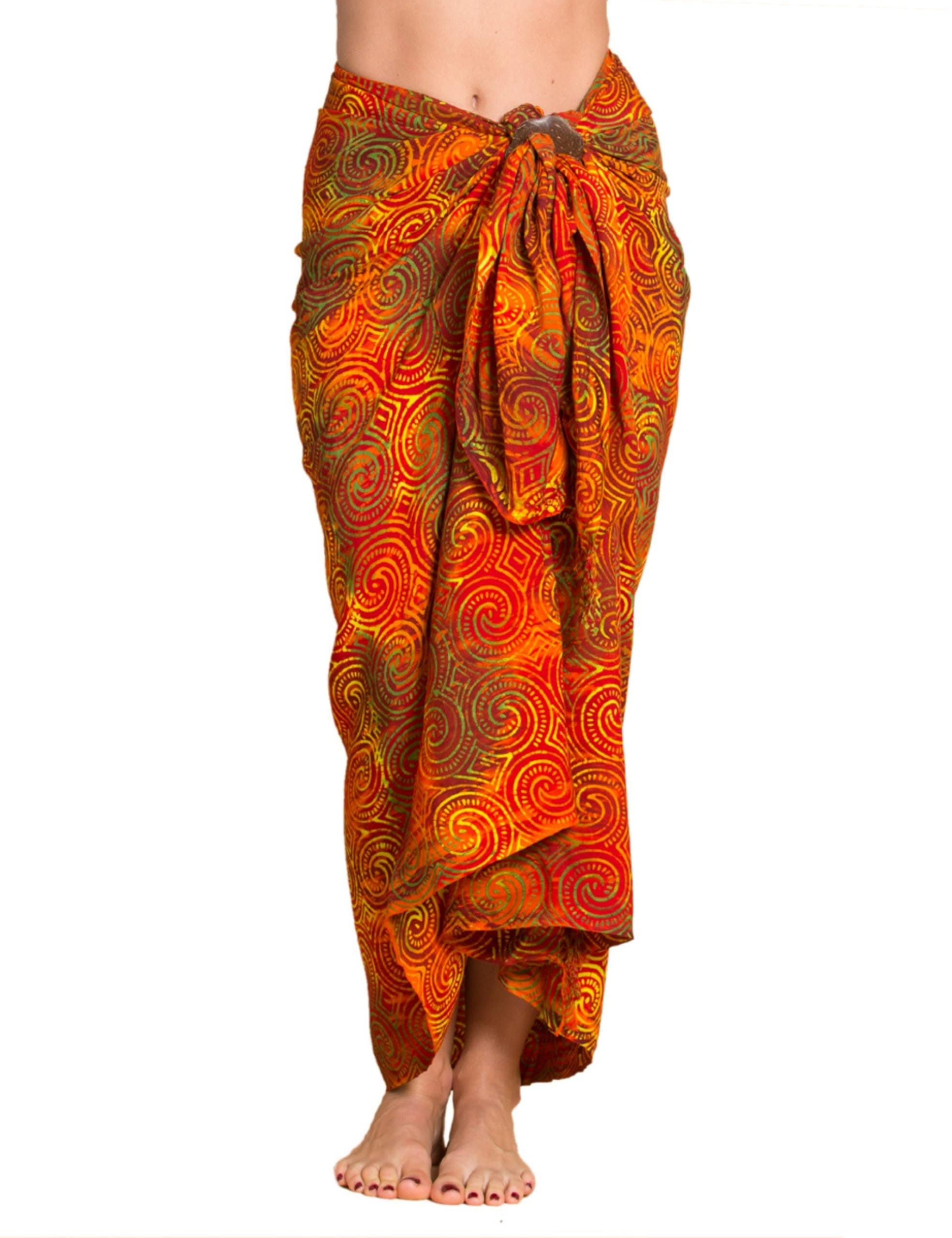 PANASIAM Sarong - L & XXL Opaque Pareo - Flowing Lightweight Viscose Beach Cover Up - For Women & Men - Wrap Skirt or Beach Dress - Unique Handmade from Indonesia