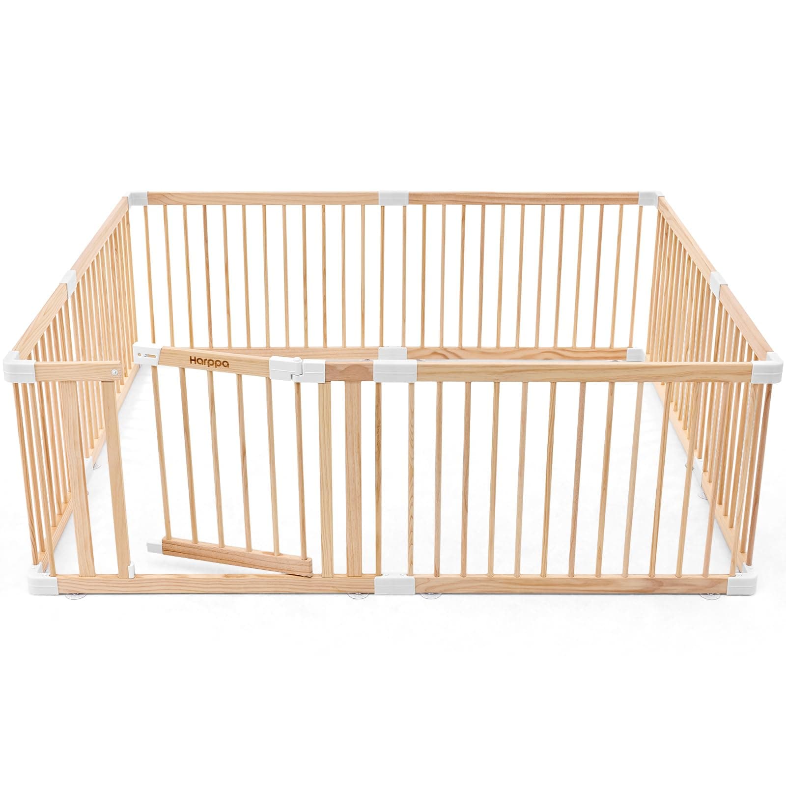 Baby Gate Playpen Wooden Playpen for Babies and Toddlers Large Play Yards Baby Fence Play Area 60 x 71.5 x 24 inch