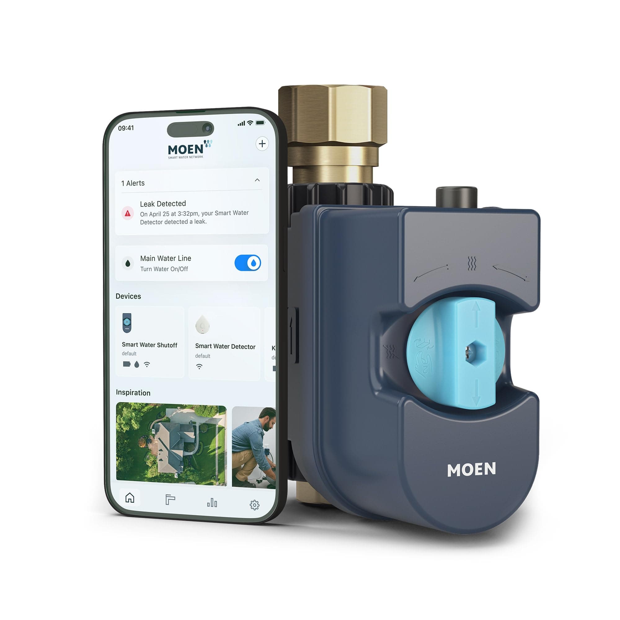 Flo 1-inch Smart Water Shut Off Valve, Smart Home Water Monitor Leak Detector, Wifi Connected, App Enabled Flow Meter and Shutoff, 900-006