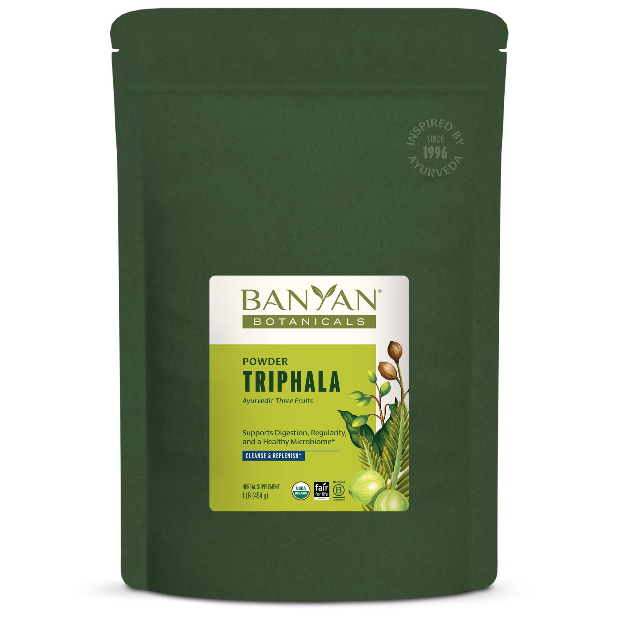 Banyan Botanicals Triphala Powder – Organic Formula of Amla, Haritaki & Bibhitaki – for Daily Detoxifying, Cleansing & Rejuvenation* – Maintains Regularity* – 1lb. – Non-GMO Sustainably Sourced