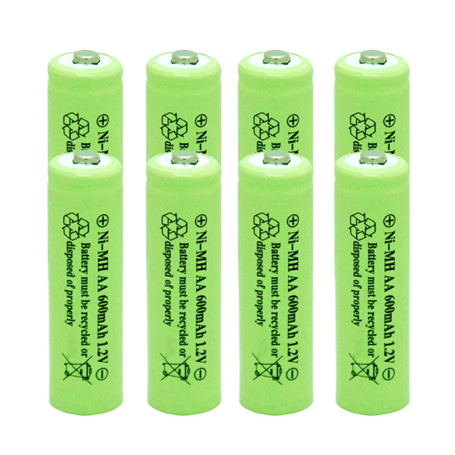 Ni-Mh AA 600mAh 1.2V Rechargable Batteries Pre-Charged for Outdoor Solar Lights,Garden String Light, Pathway Lights (8Pack AA)