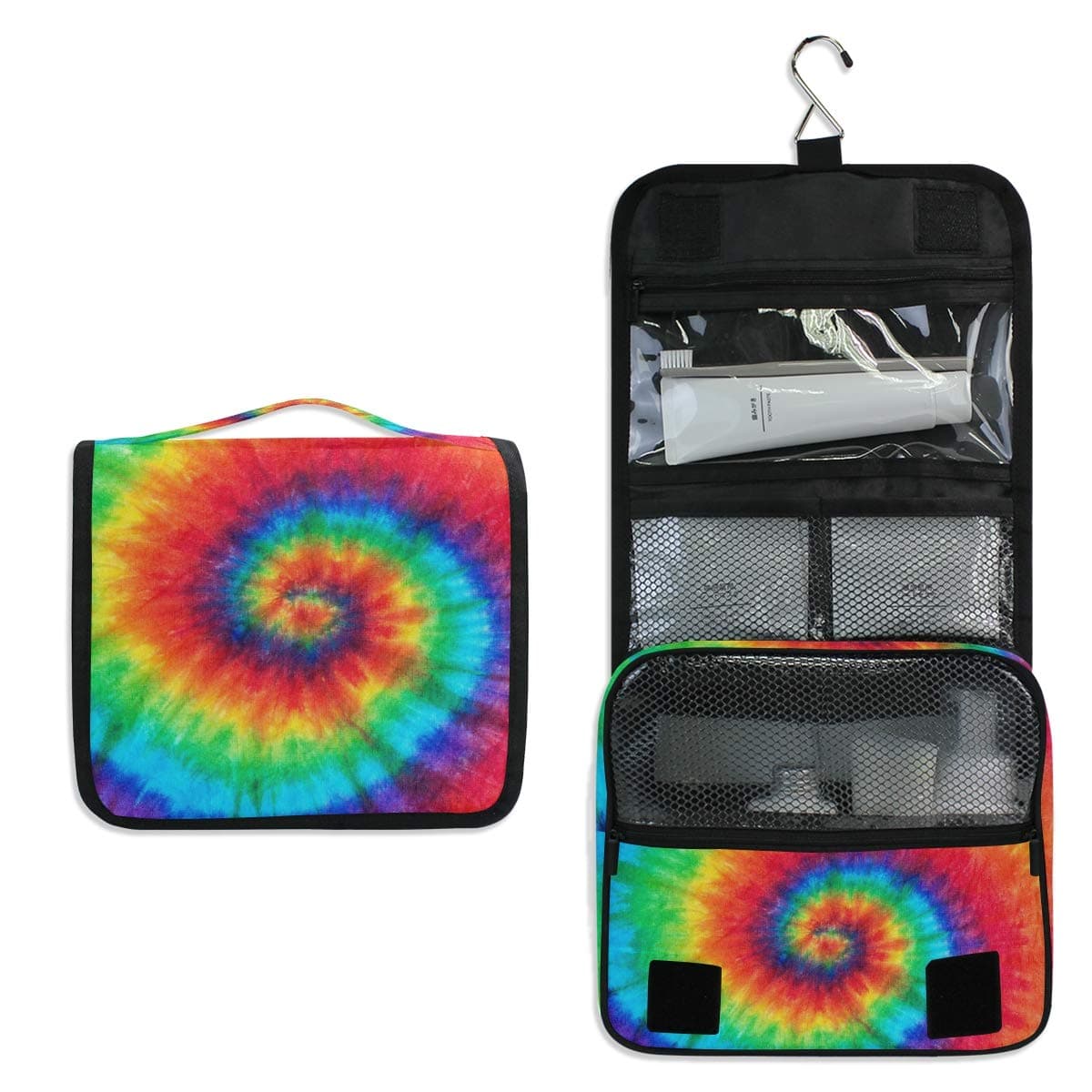 AUUXVA KUWT Hanging Toiletry Bag Abstract Colorful Swirl Tie Dye Cosmetic Travel Bag Portable Makeup Organizer for Cosmetics, Toiletries and Travel Accessories