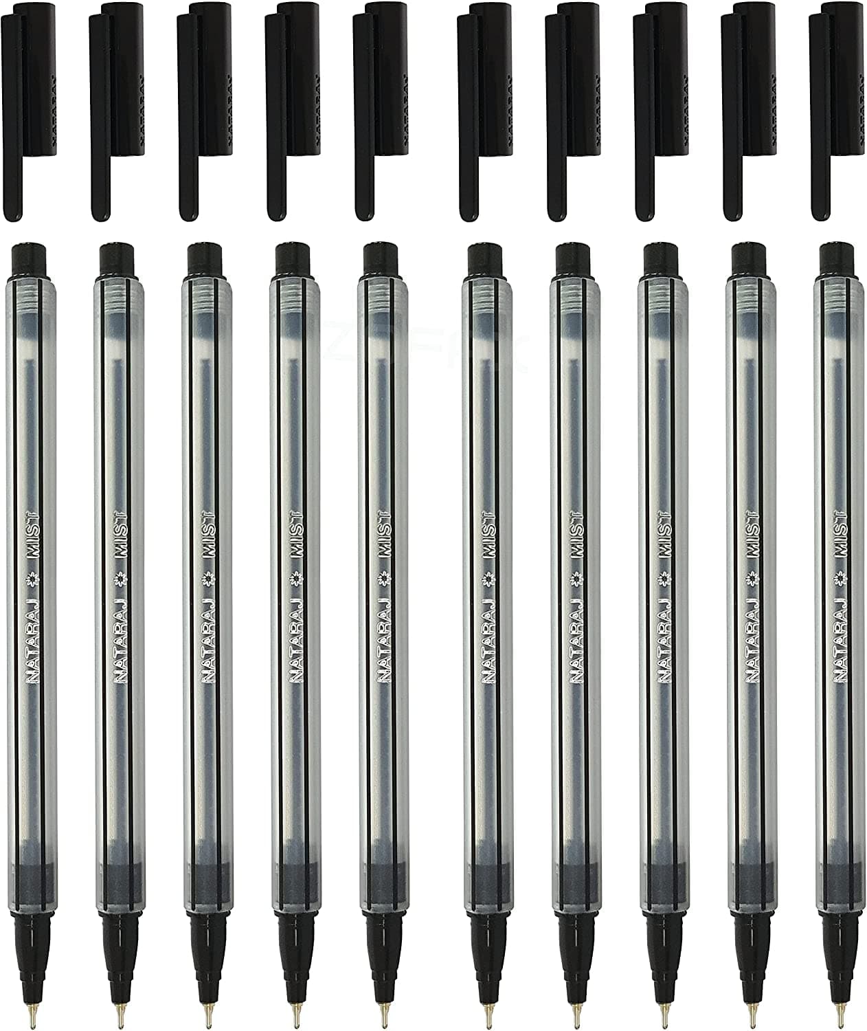 Nataraj MistST Ballpoint Pens, BLACK, 0.7mm Fine, Pack of 10, Smooth Writing Ball Point Pens, School Office Home Everyday Use, PATEL Black Ball Pen