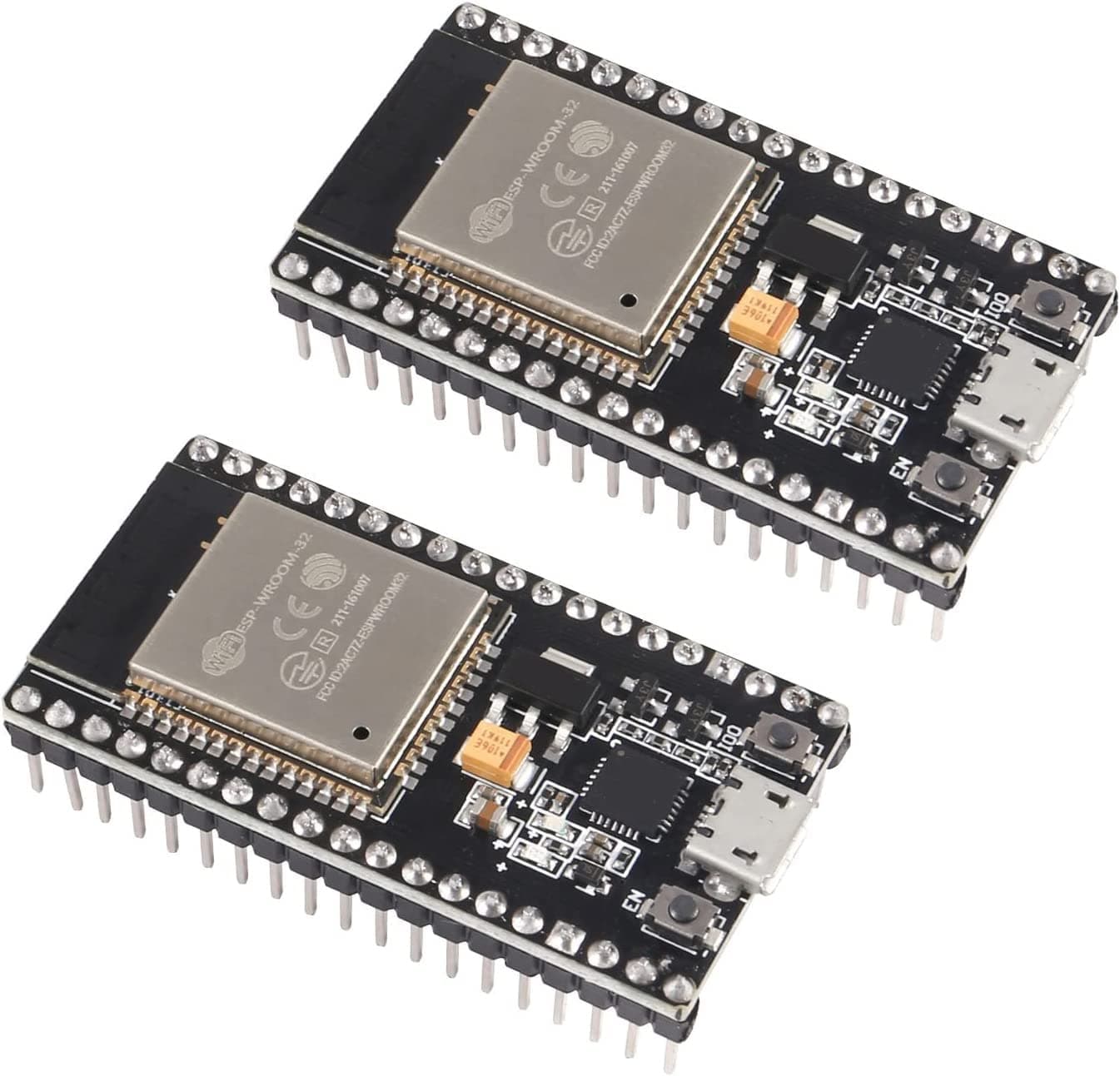 DUBEUYEW SP-COW ESP32 ESP-32S NodeMCU-32S ESP-WROOM-32 Development Board 2.4 GHz WiFi and Bluetooth Dual Cores Microcontroller ESP-WROOM-32 Chip for Arduino NodeMCU (38PIN, 2 Pcs)