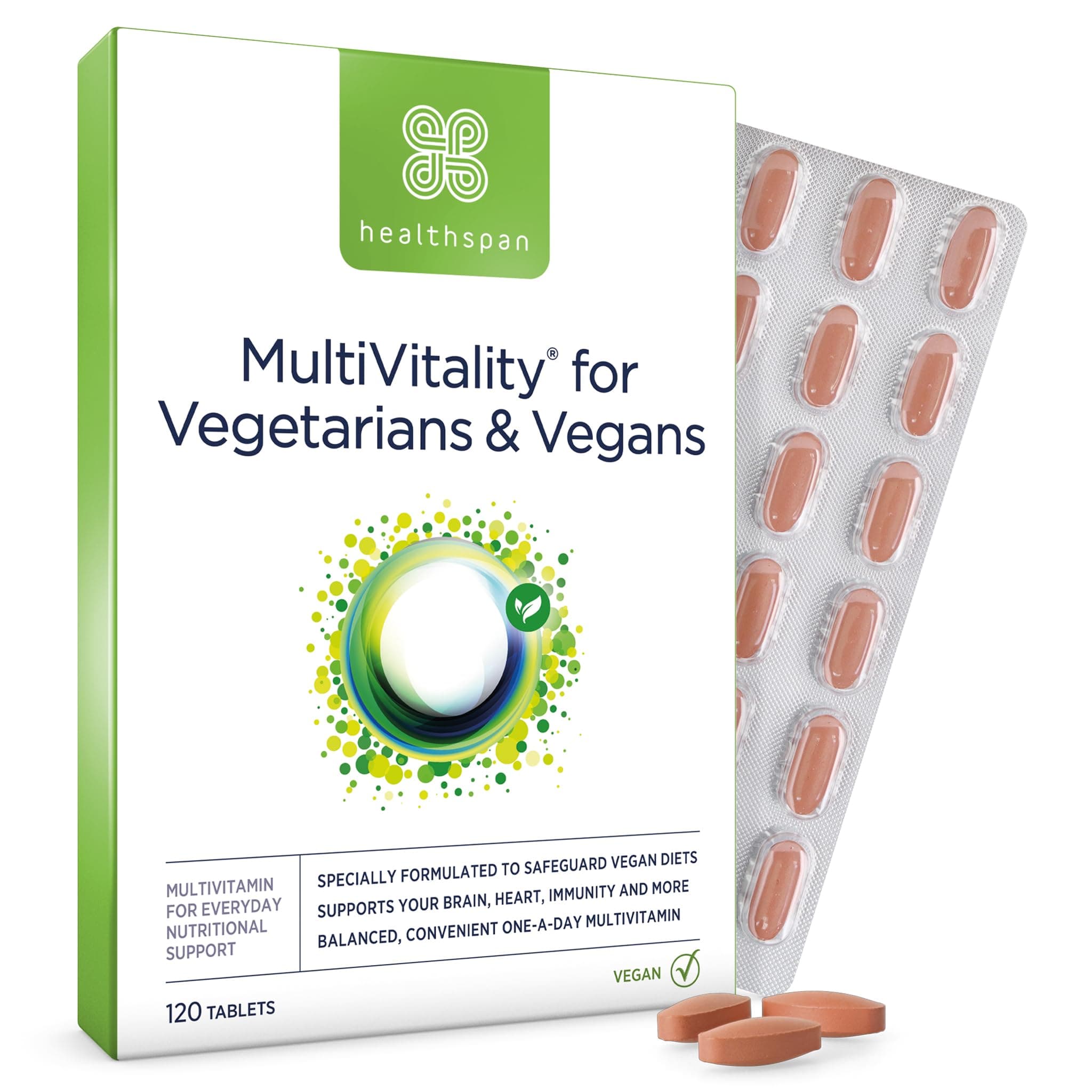 Multivitamin for Vegetarians & Vegans (120 Tablets) | Winner Vegan Choice Awards | for Your Brain, Heart & Immunity | Supports Energy Levels & Overall Wellbeing | with Vitamin B12 | Vegan