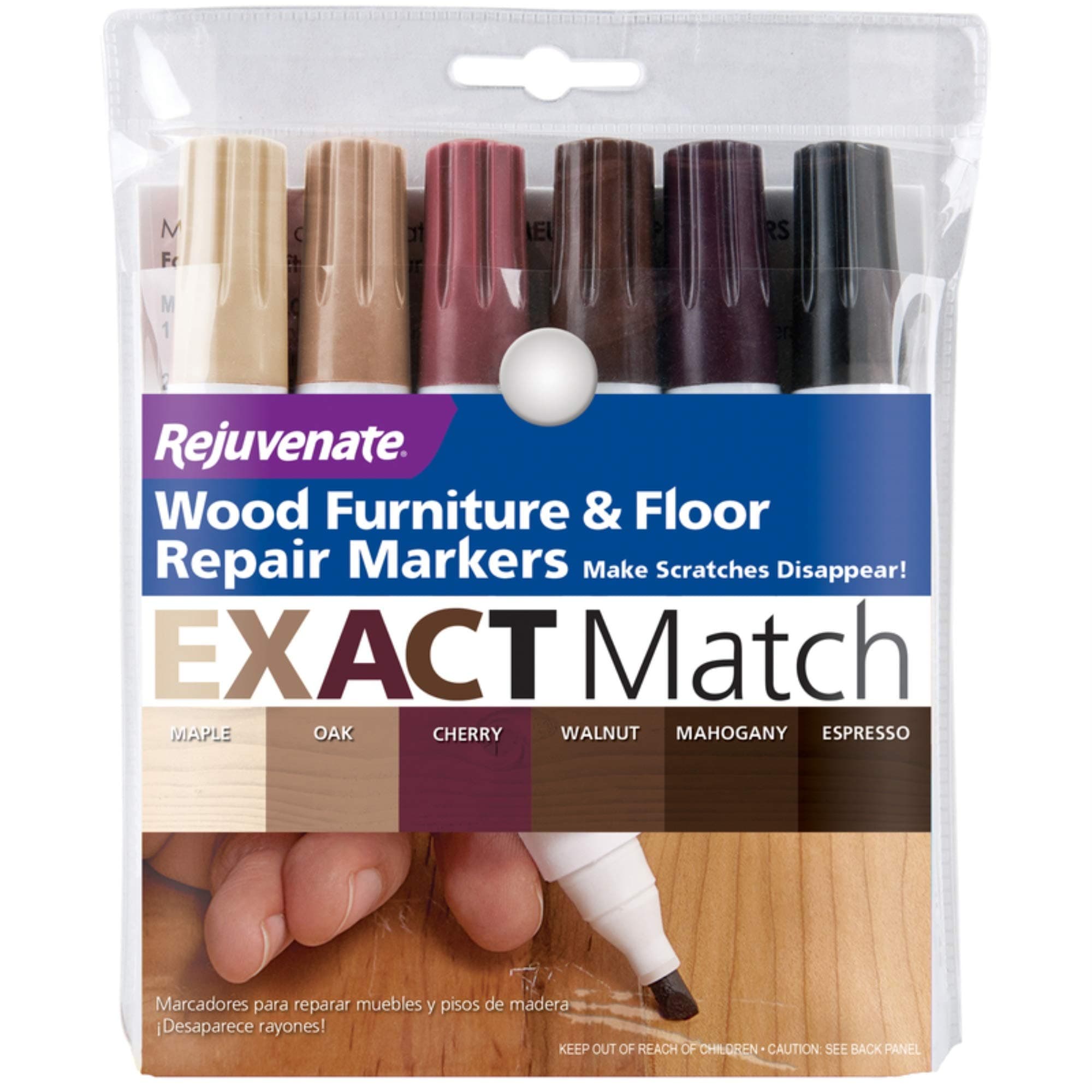 Rejuvenate RJ6WM Wood Furniture & Floor Repair Markers, 6 Assorted Tones - Quantity 1
