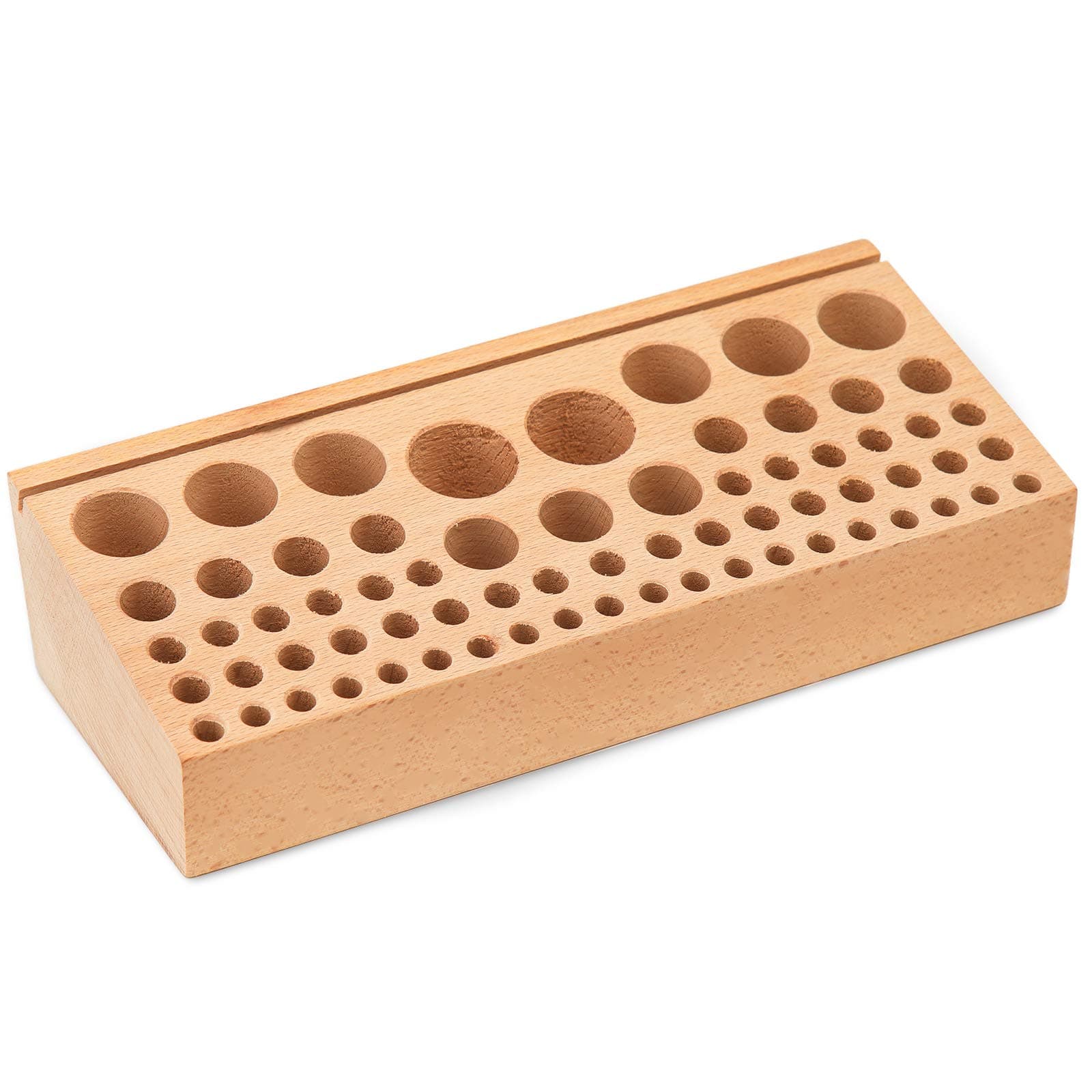 Leather Holder Tool Wooden, Leather Punch Craft Tool Rack 68 Holes Leathercraft Stand Holder Organizer Painting Brushes Holder for Leather Working Making Punch Tools Organizer Storage